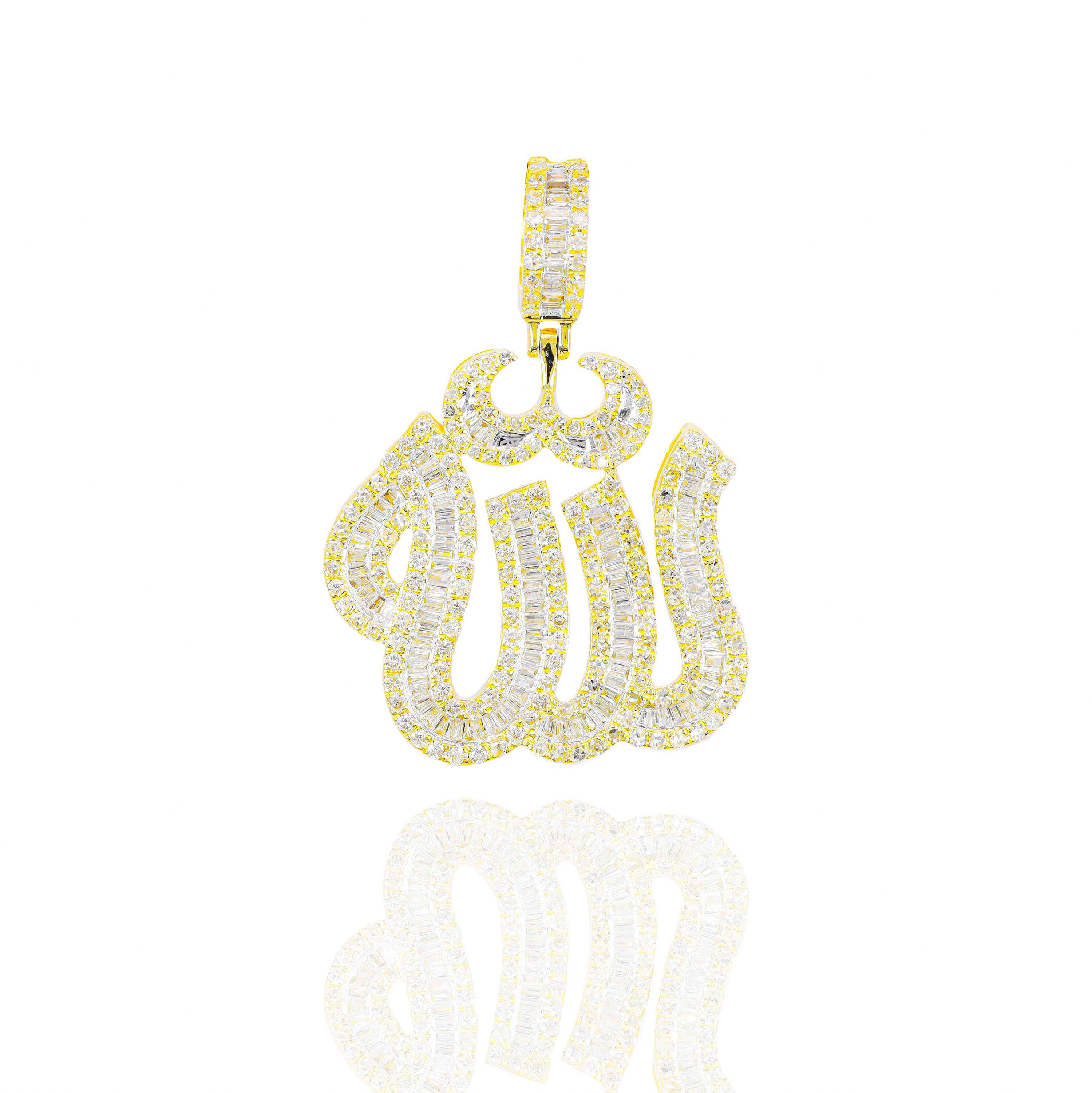 Baguette Allah Diamond Pendant