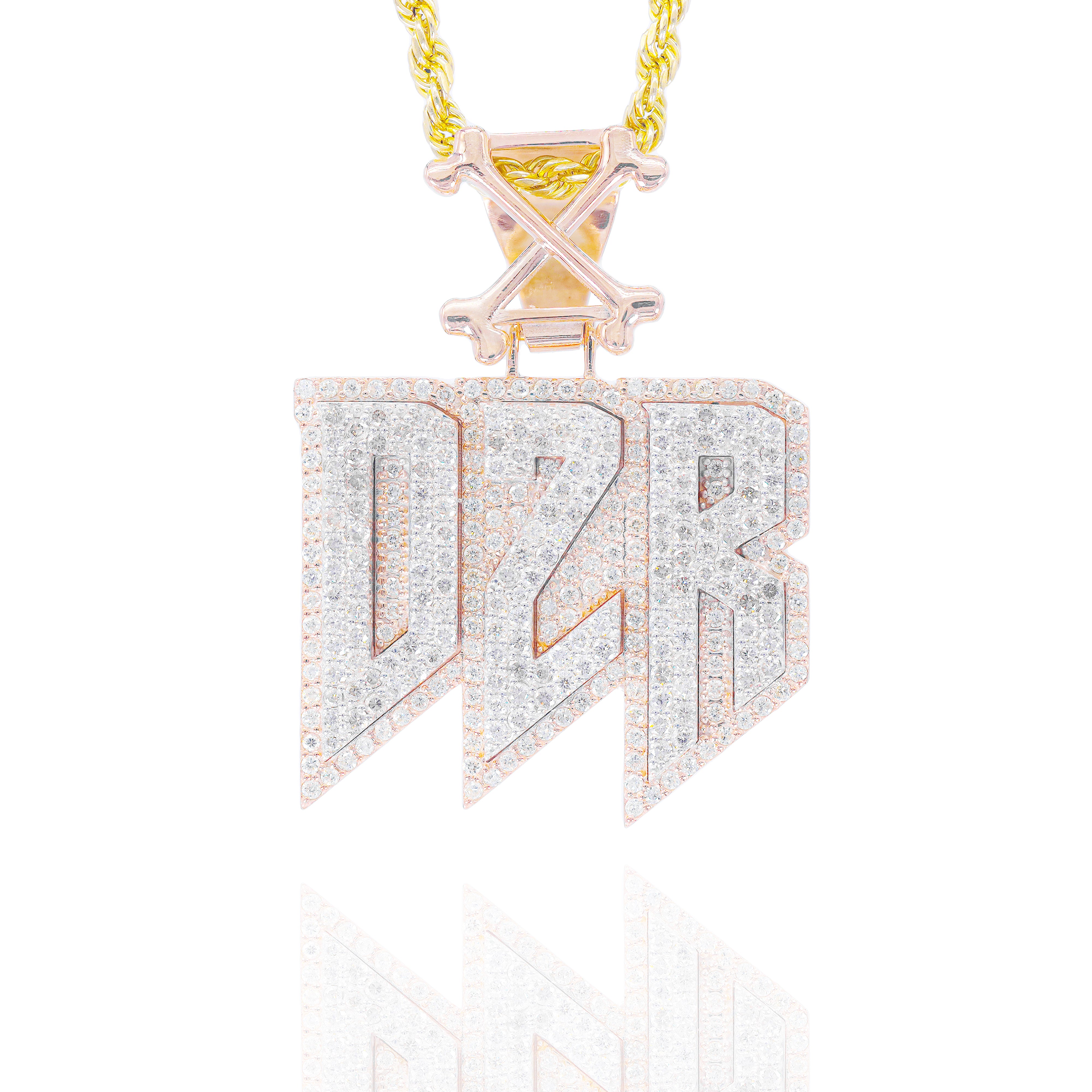 Custom Two-Tone/Layer Diamond Name Pendant