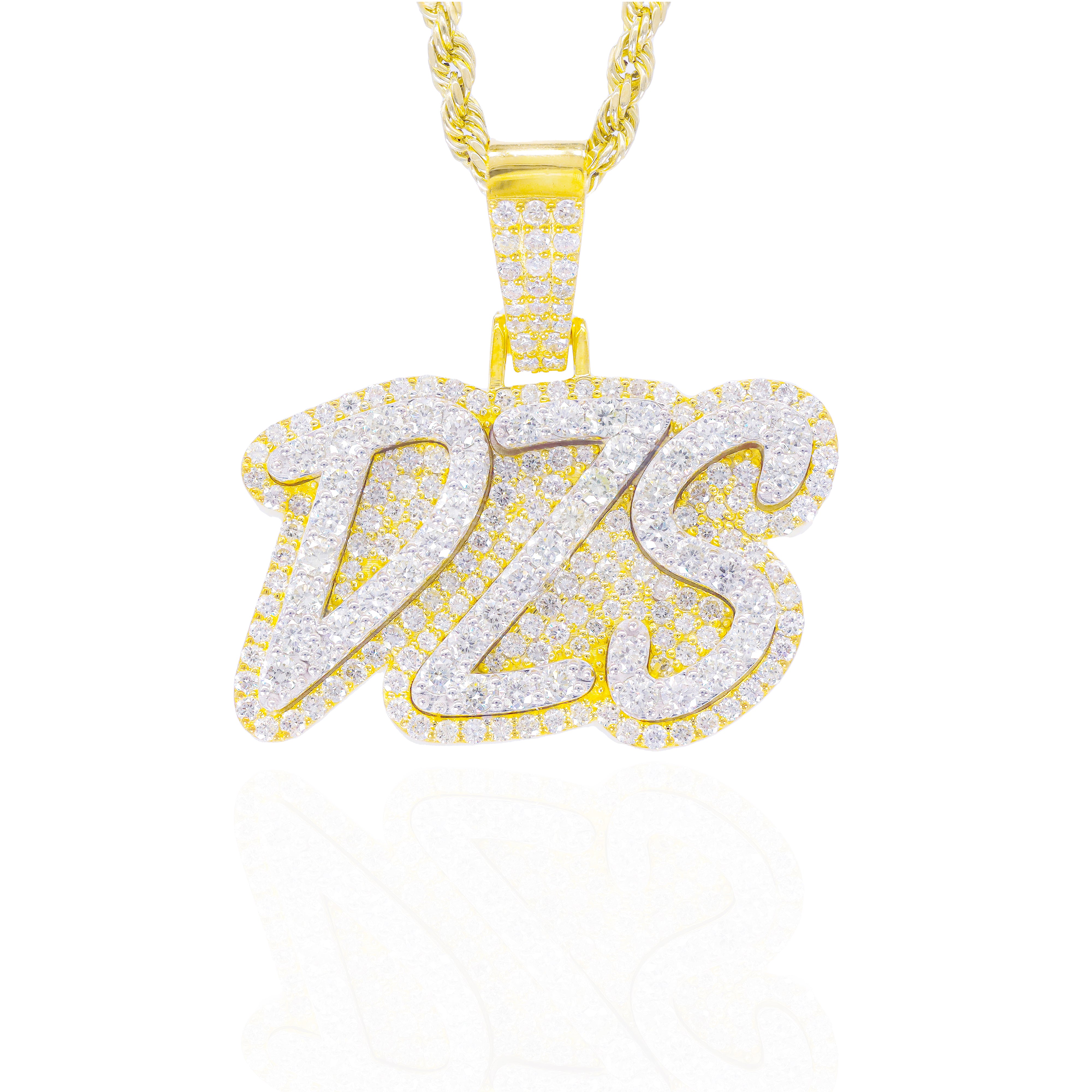 Custom Two-Tone/Layer Diamond Name Pendant