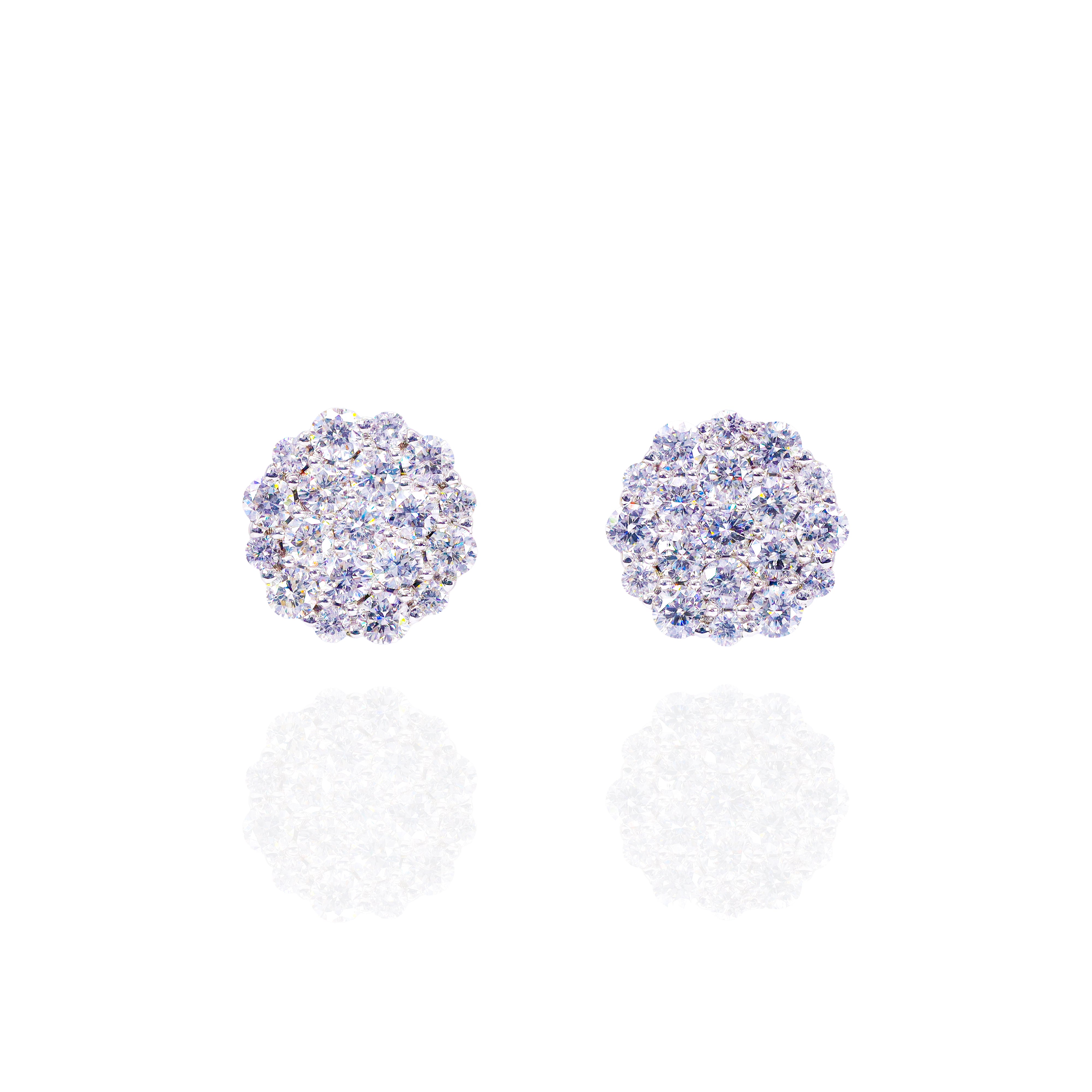 Mosaic Round Cluster Diamond Earrings