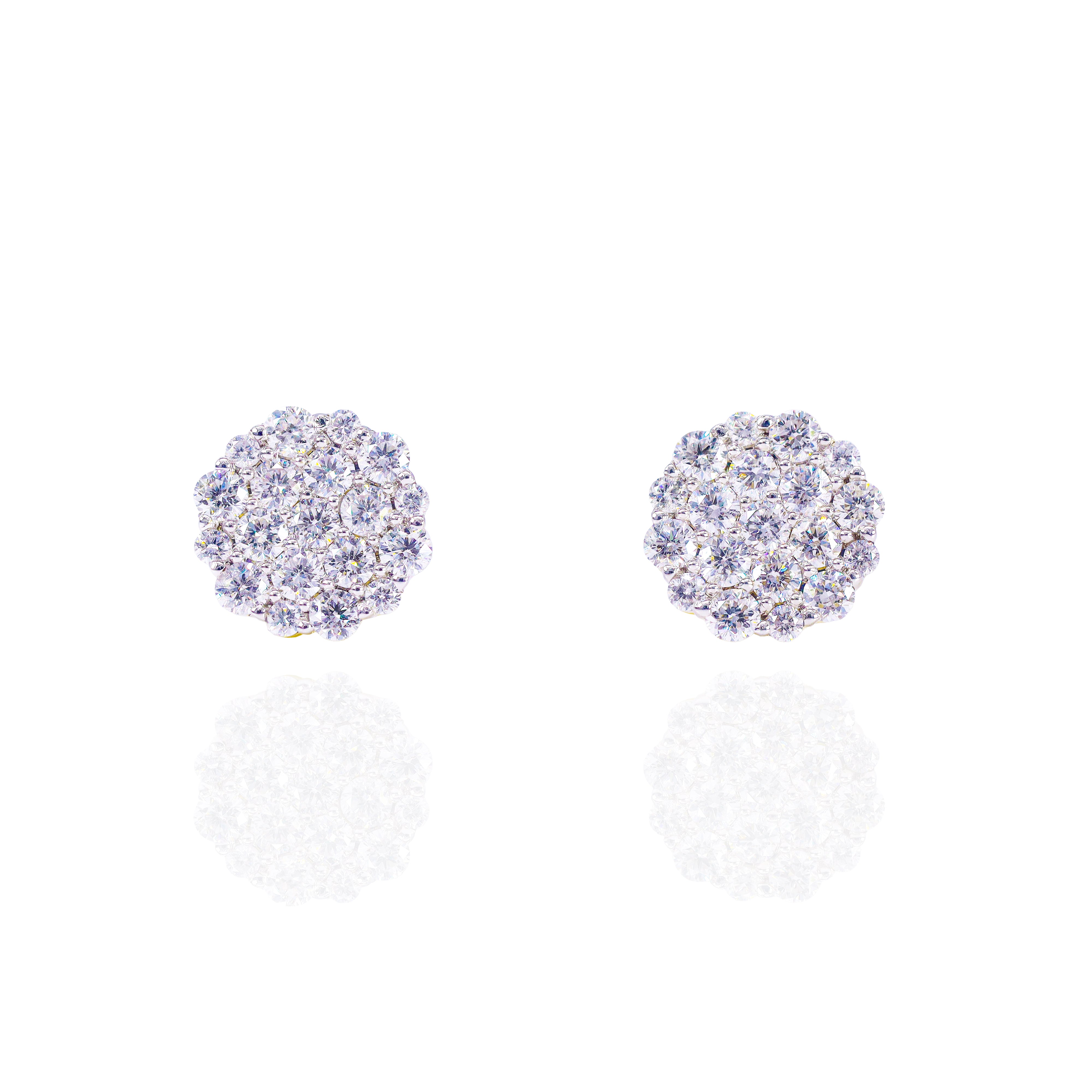 Mosaic Round Cluster Diamond Earrings