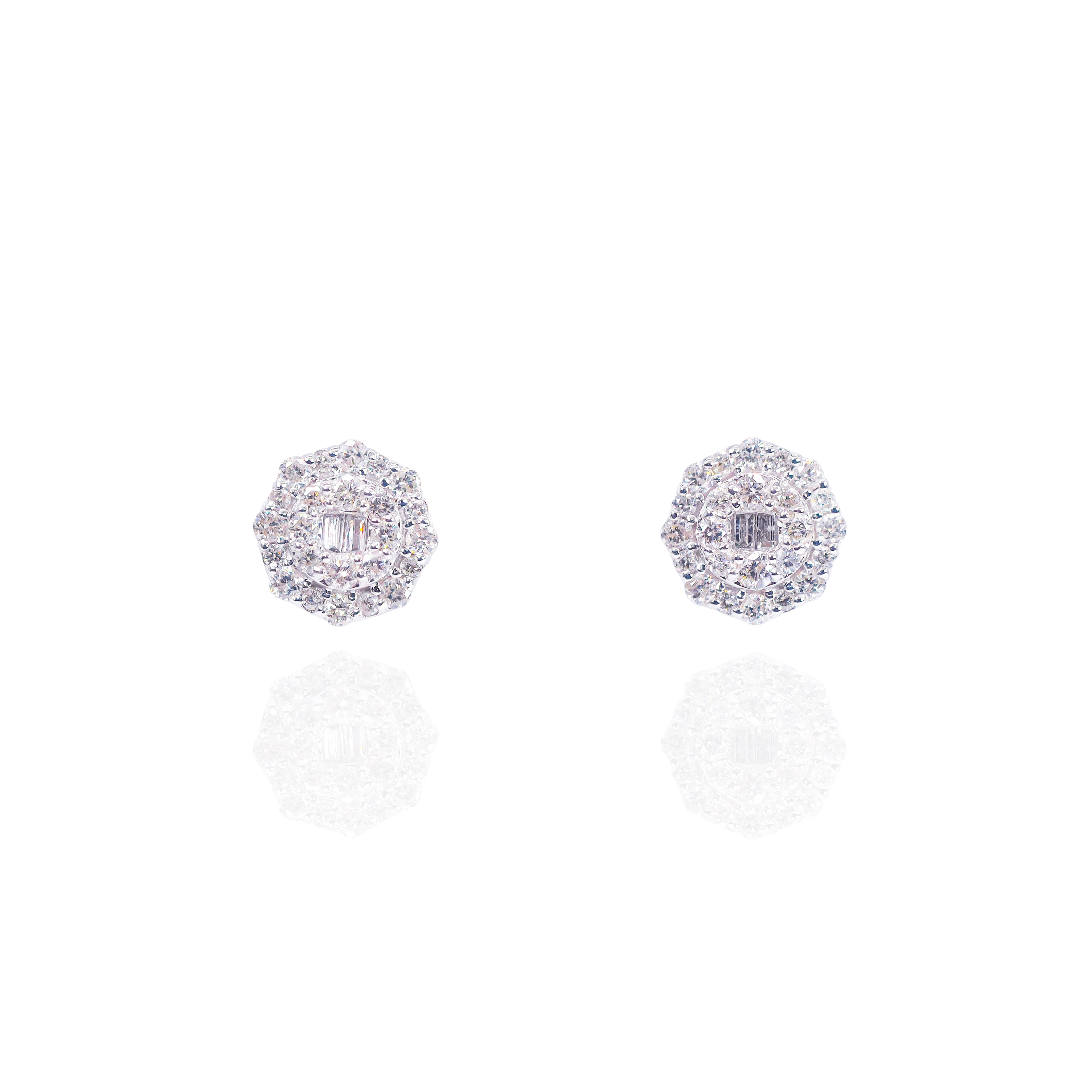 Baguette Center Double Row Diamond Earrings