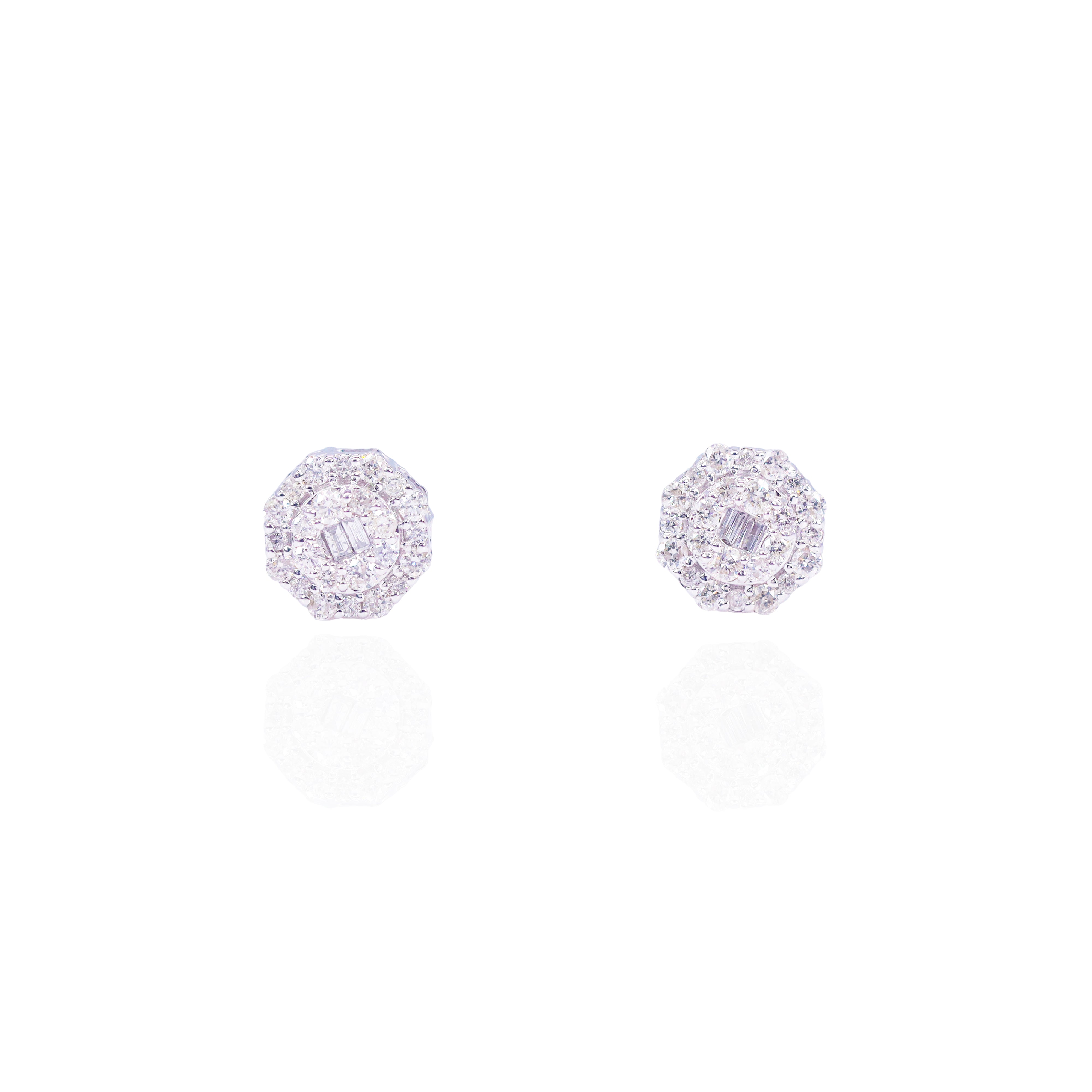 Baguette Center Double Row Diamond Earrings