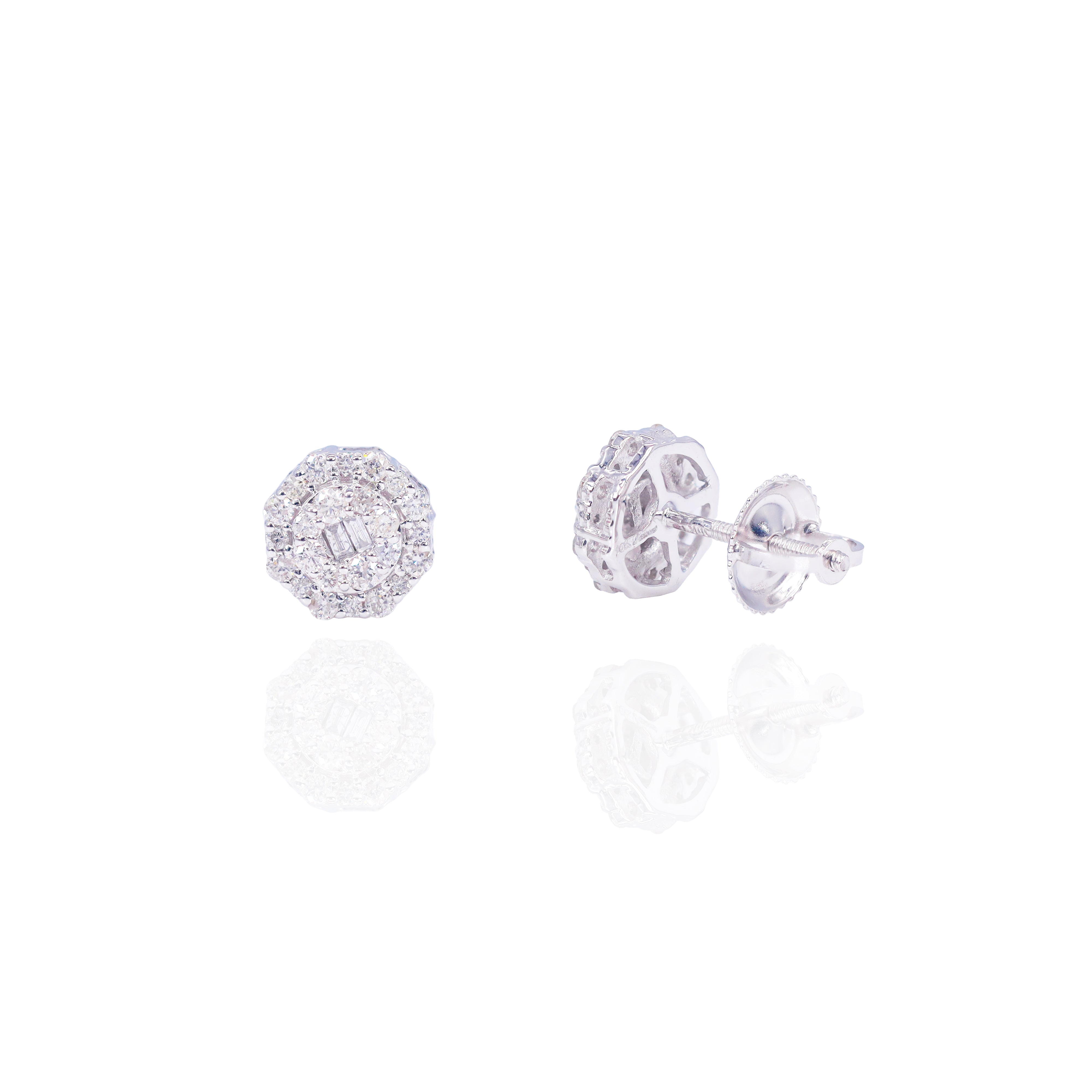 Baguette Center Double Row Diamond Earrings