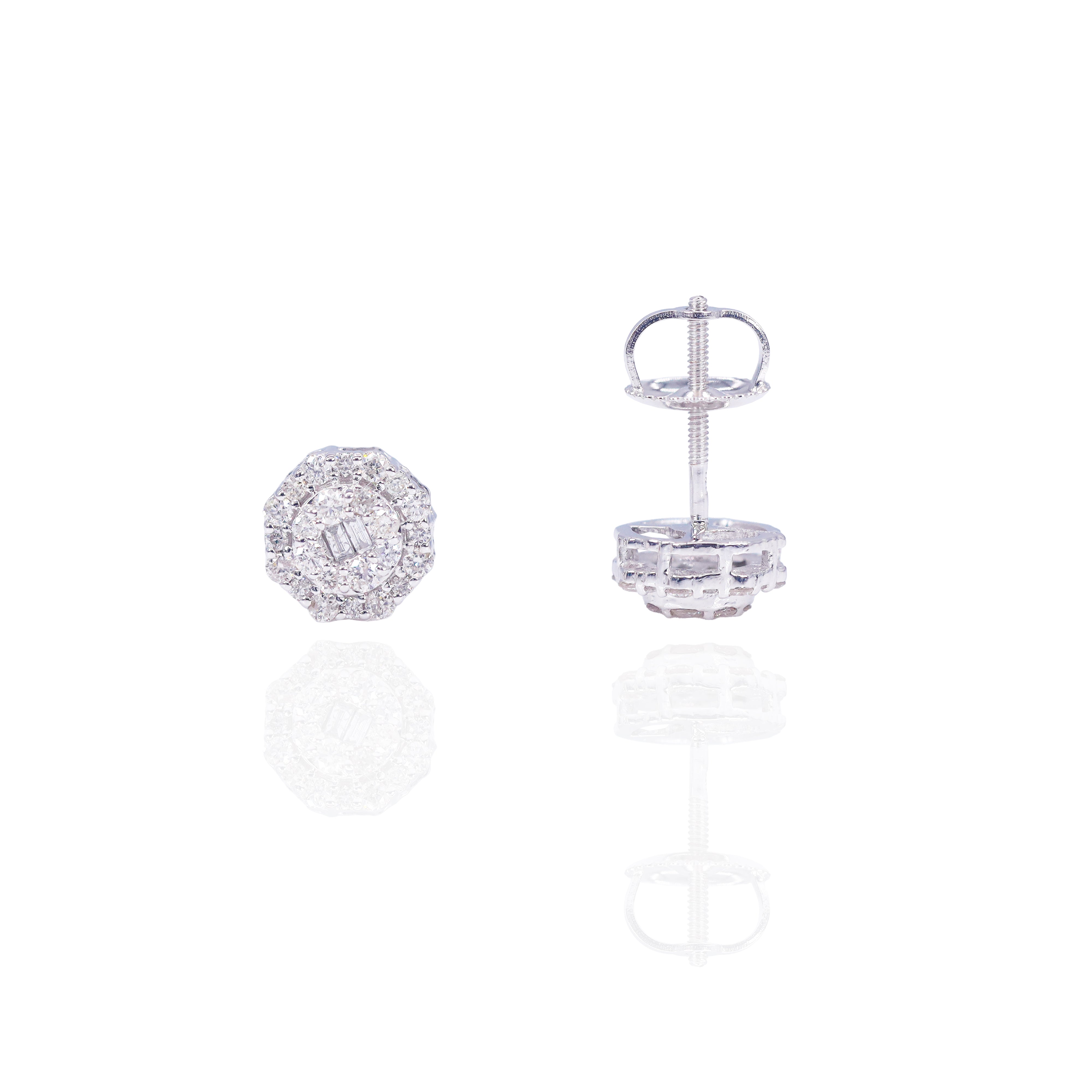 Baguette Center Double Row Diamond Earrings