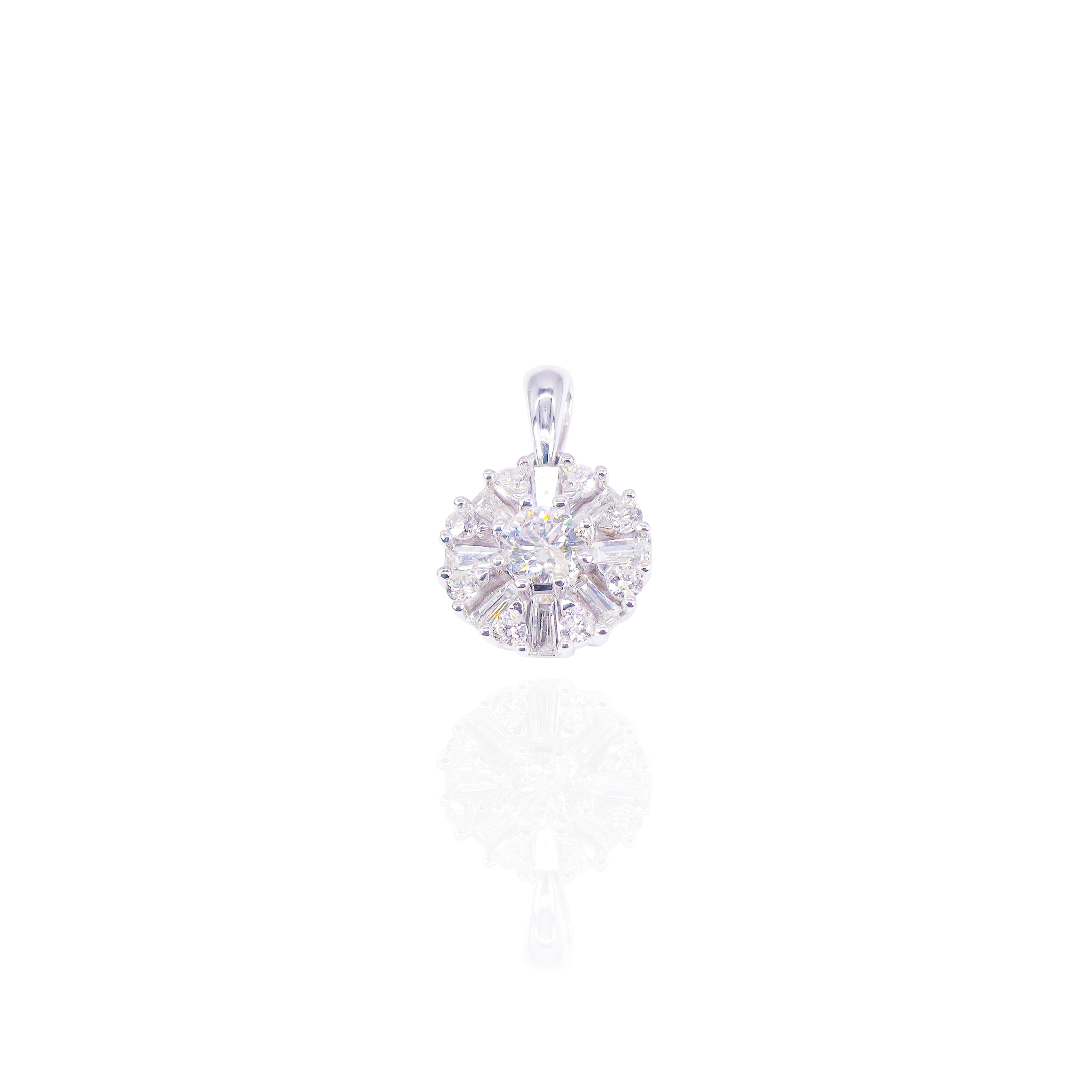 45 Pointer Center Baguette Cluster Diamond Charm