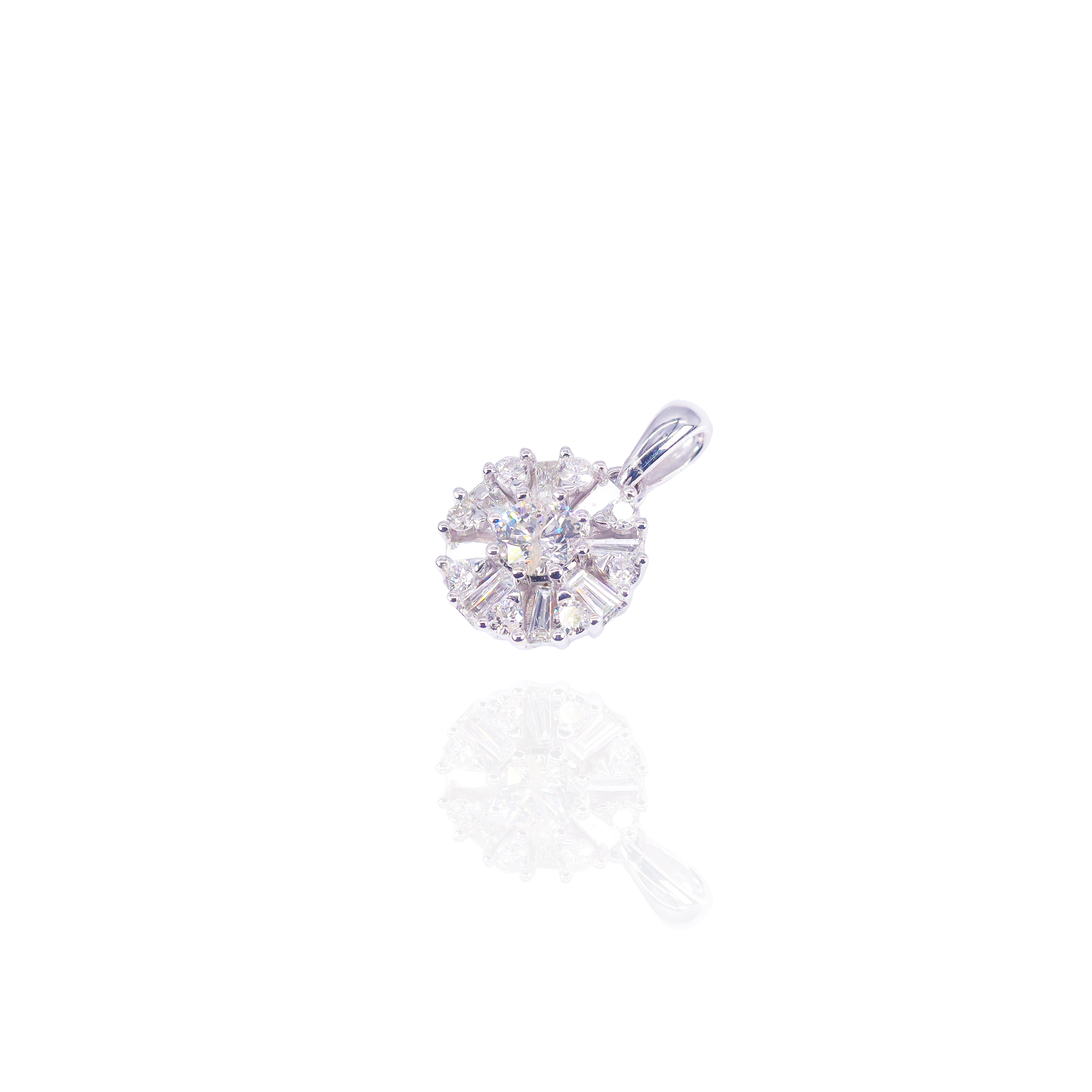 45 Pointer Center Baguette Cluster Diamond Charm