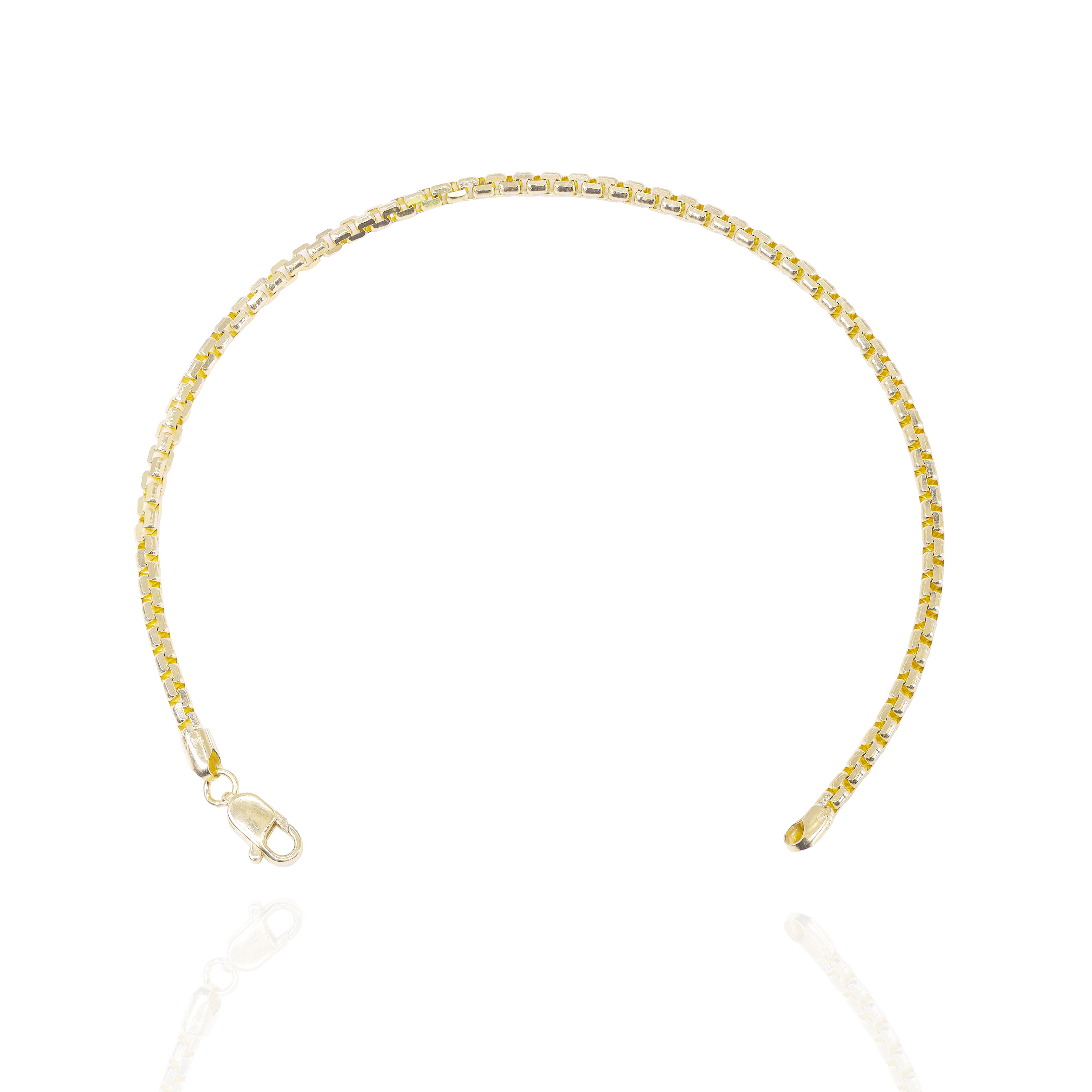 14KT Yellow Gold Rounded Diamond Cut Box Gold Bracelet