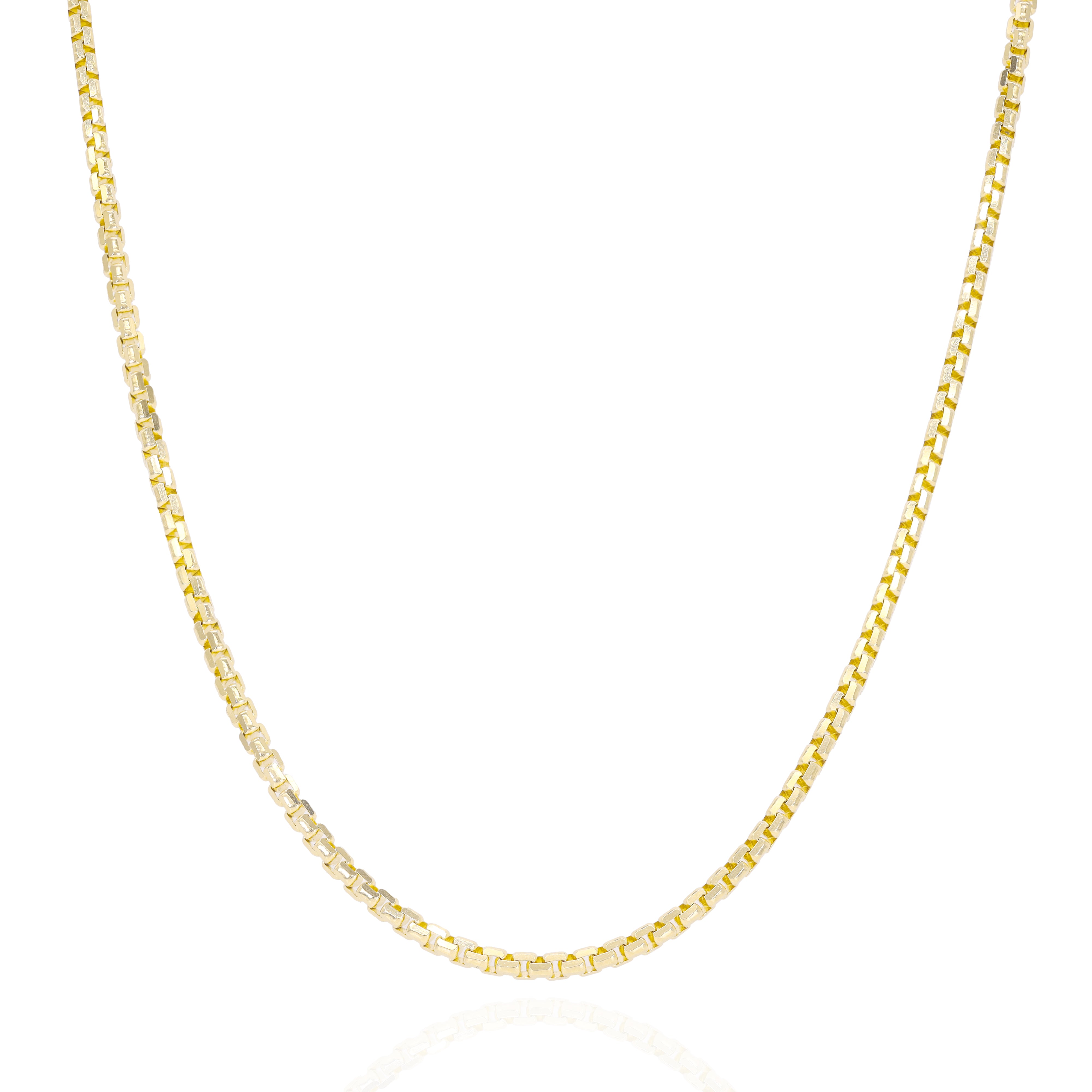14KT Yellow Gold Rounded Diamond Cut Box Gold Chain