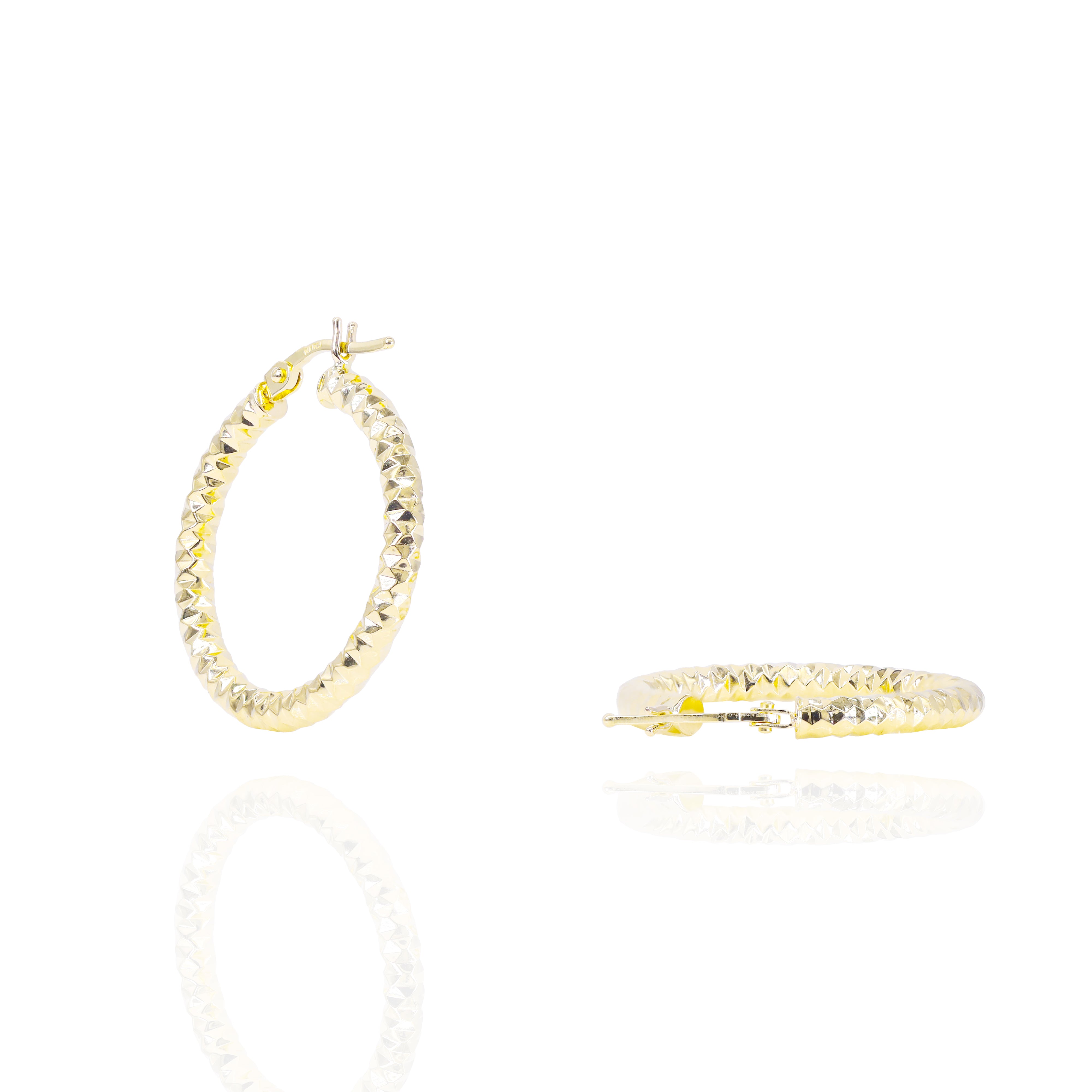 Diamond Cut Solid Gold Hoop Earrings