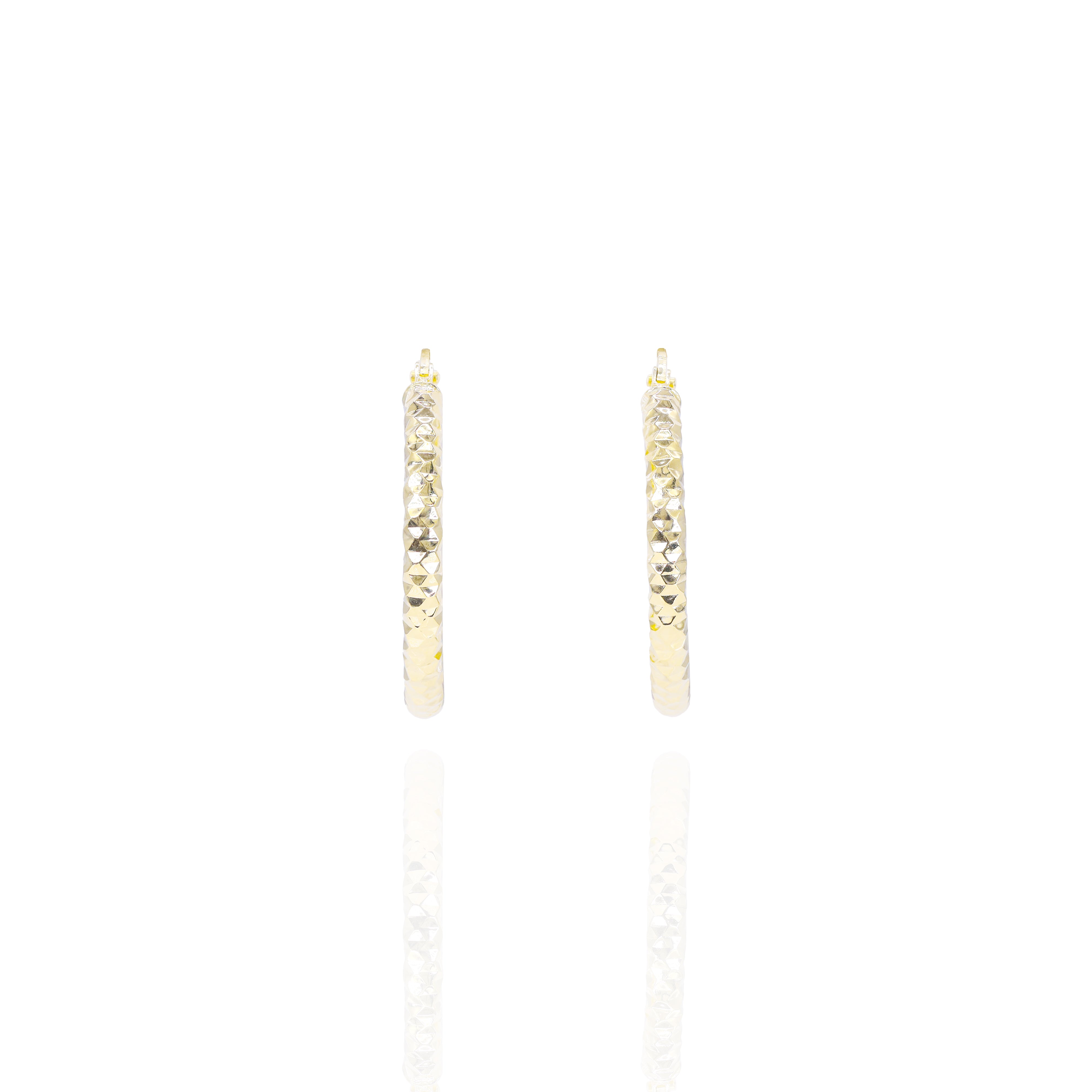 Diamond Cut Solid Gold Hoop Earrings