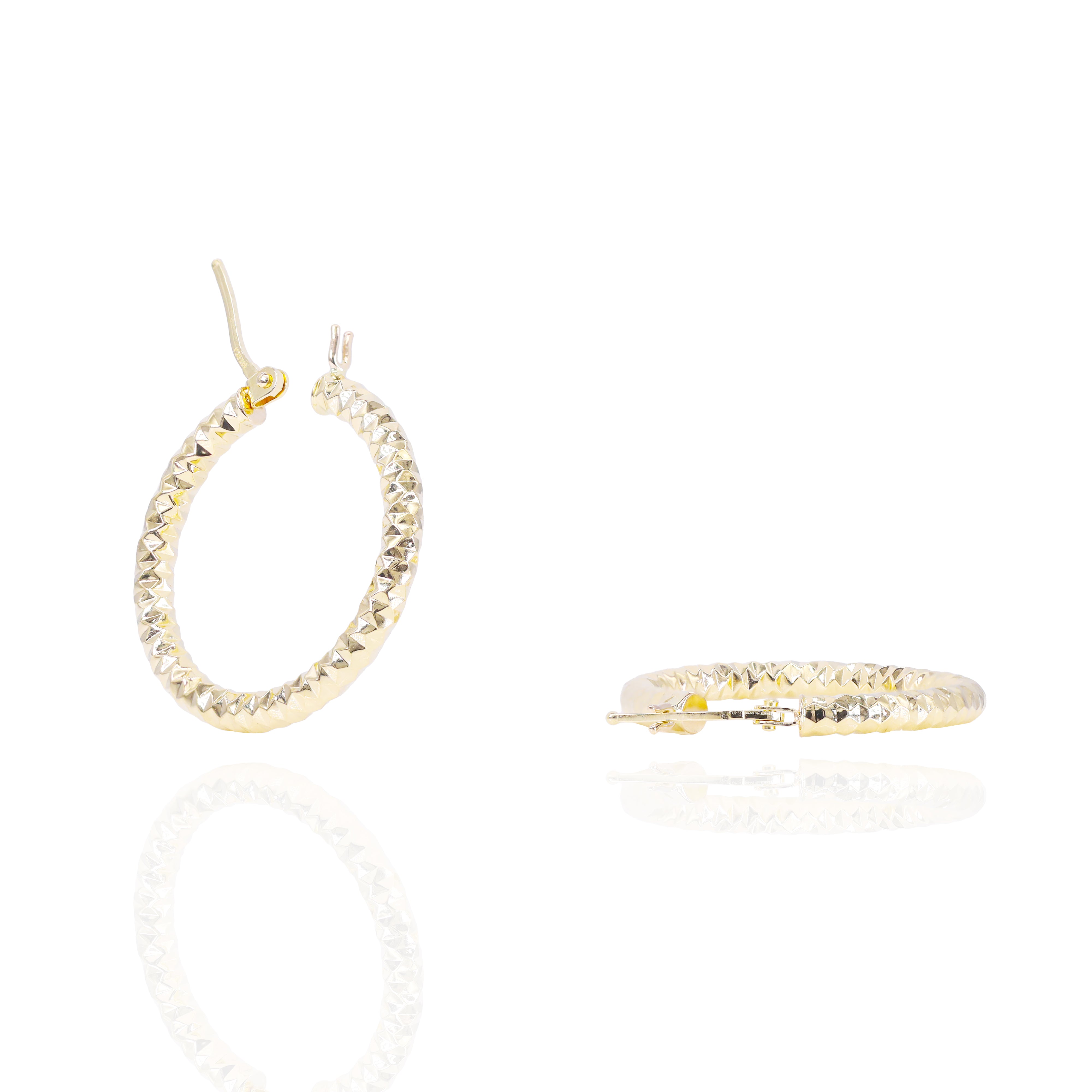 Diamond Cut Solid Gold Hoop Earrings