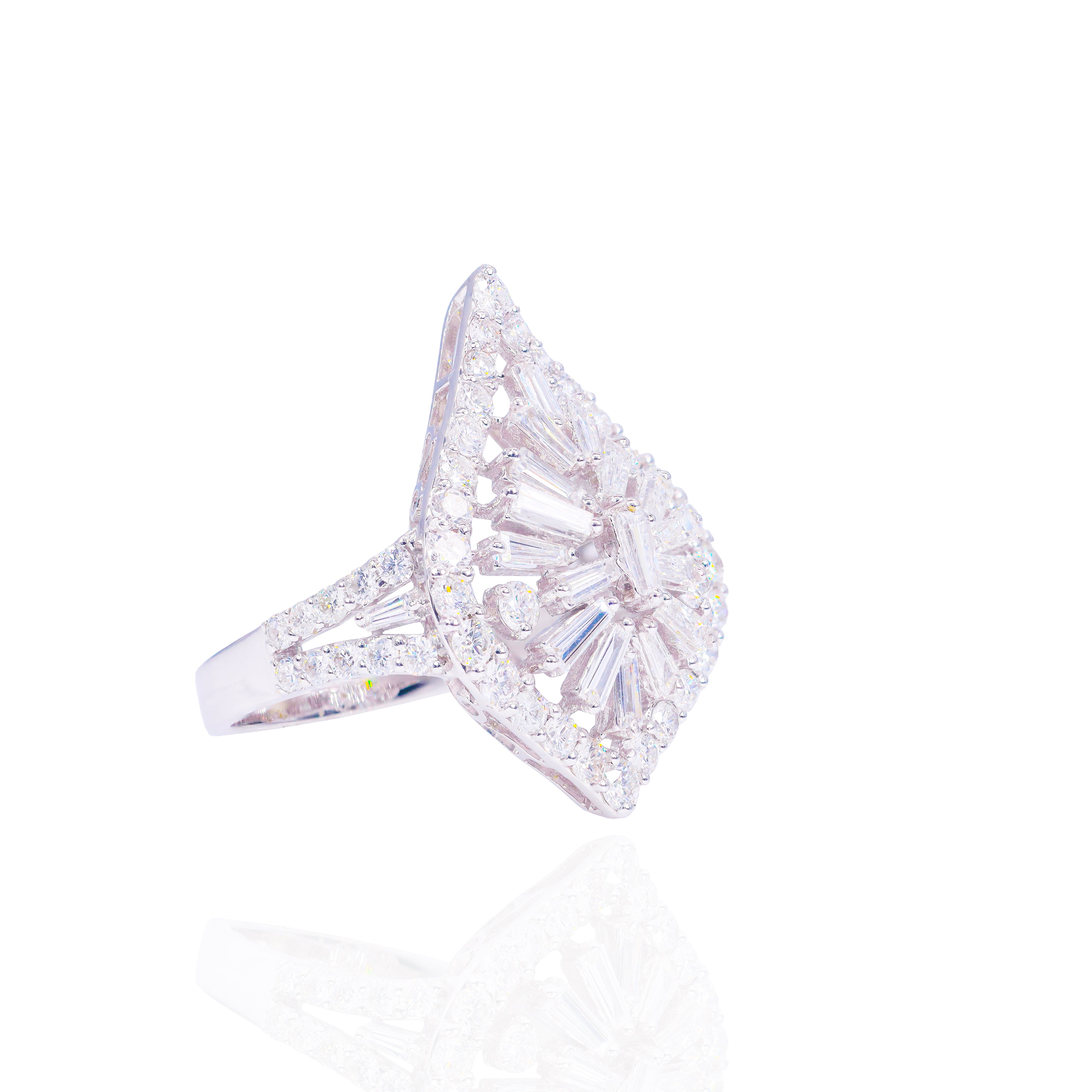 Mosaic Baguette Open Concept Diamond Ring