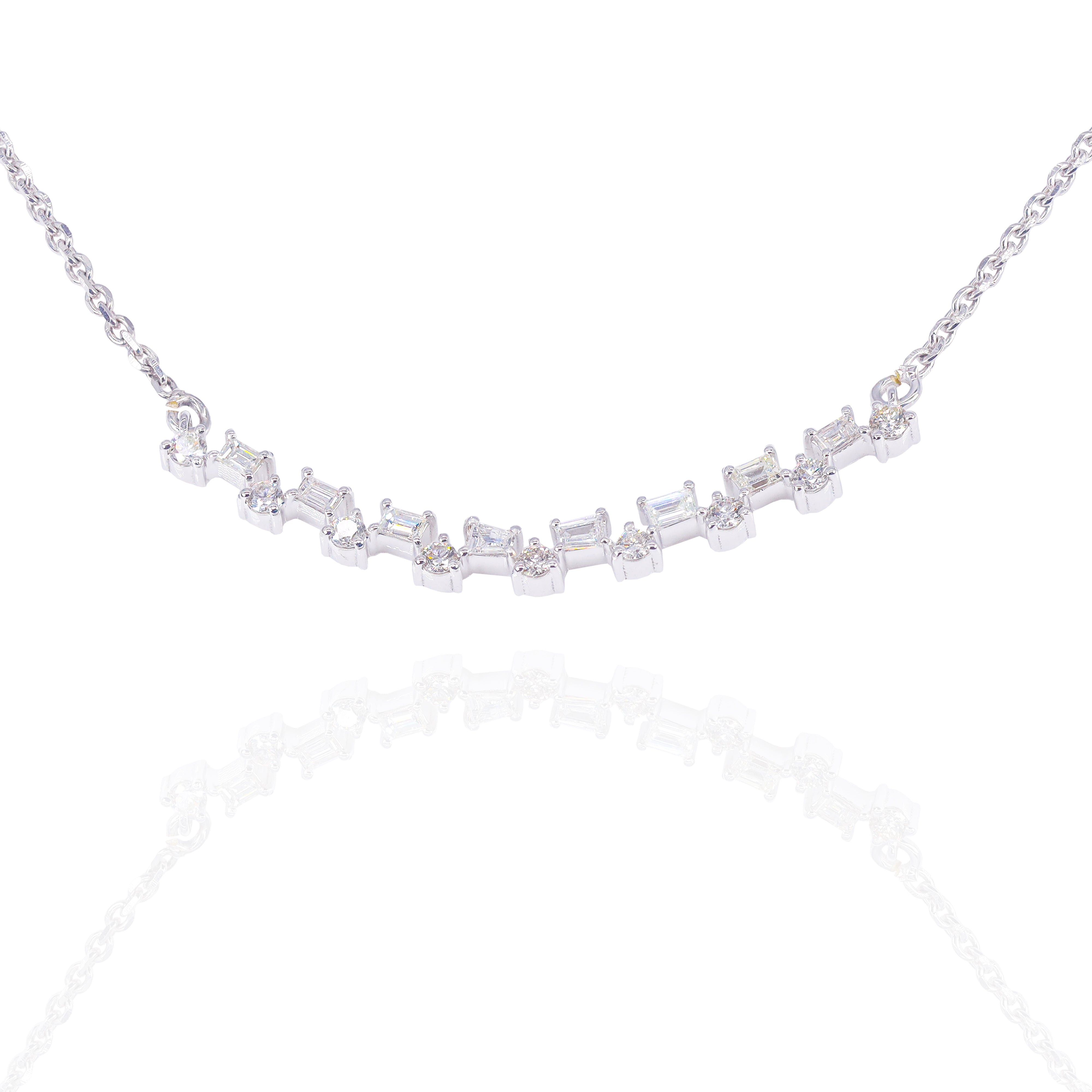 Alternating Baguette & Round Diamond Pendant