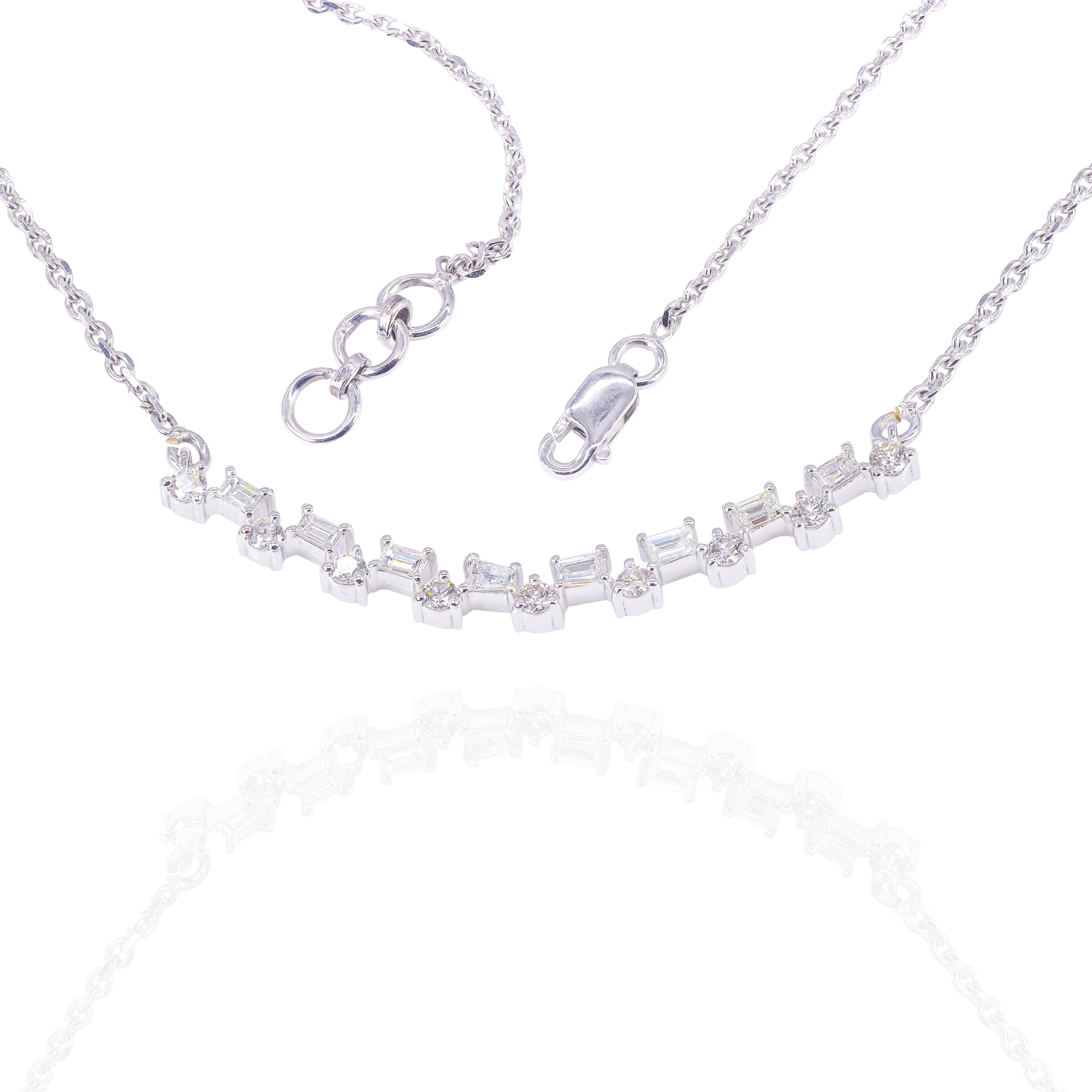 Alternating Baguette & Round Diamond Pendant