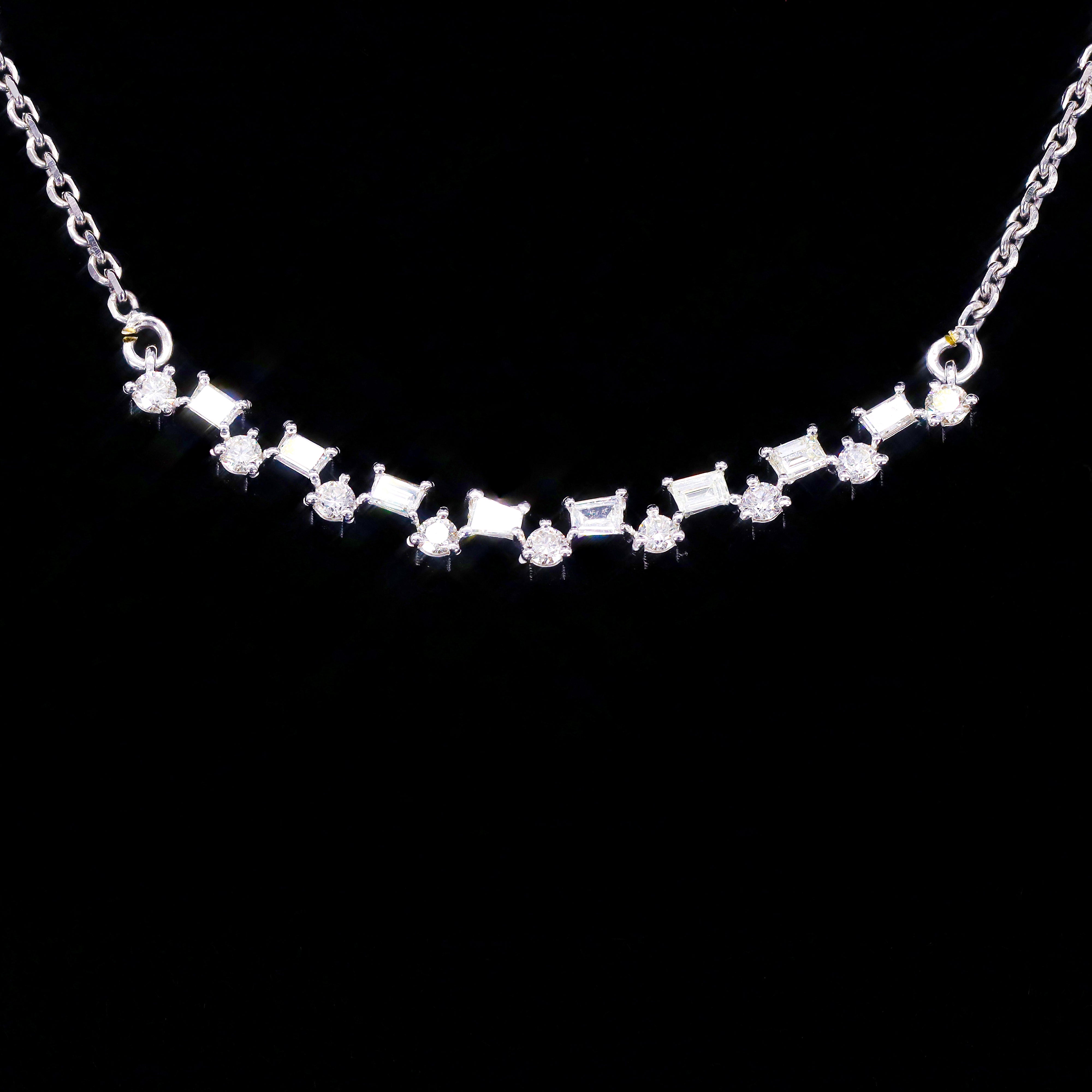 Alternating Baguette & Round Diamond Pendant