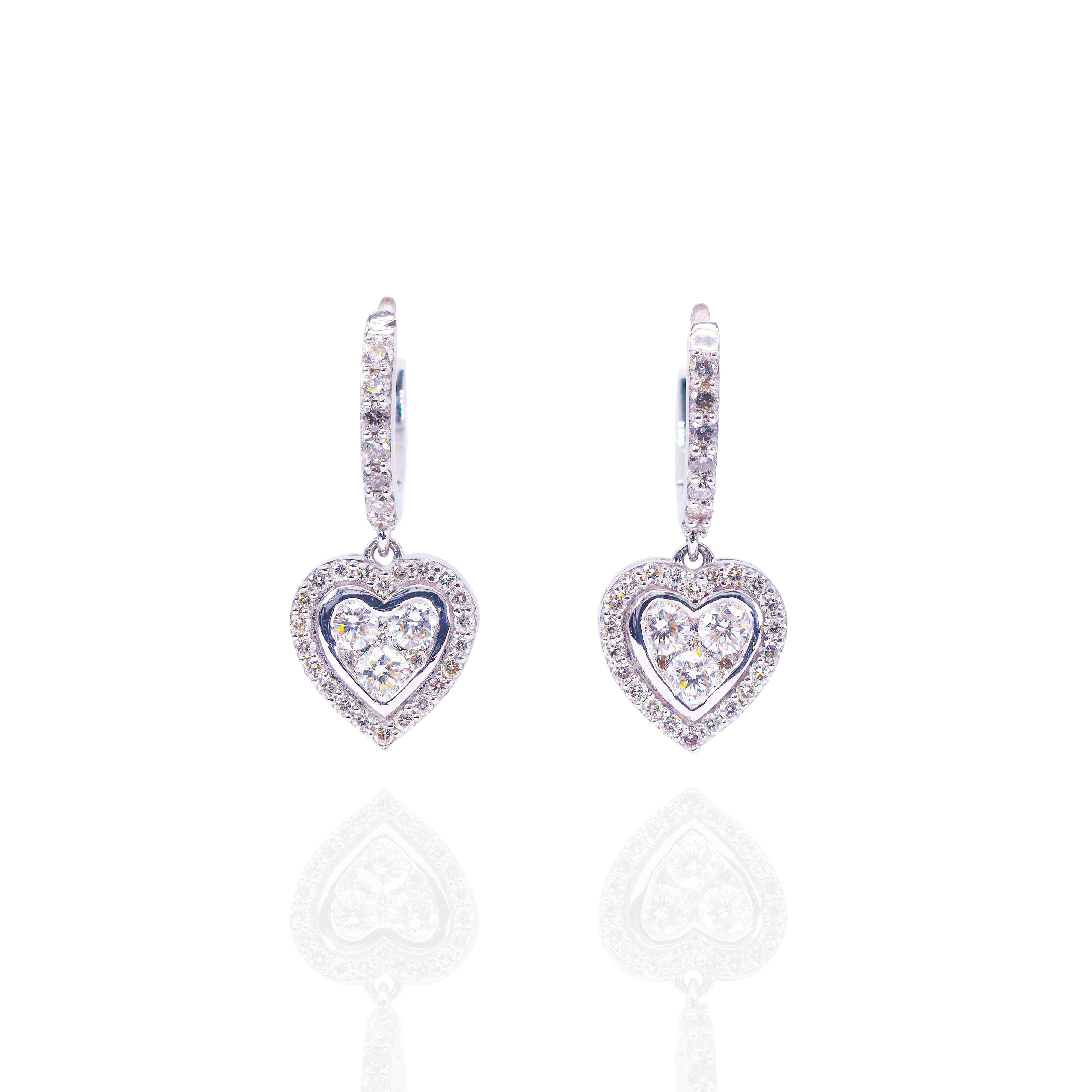 Heart Hoop Diamond Earrings