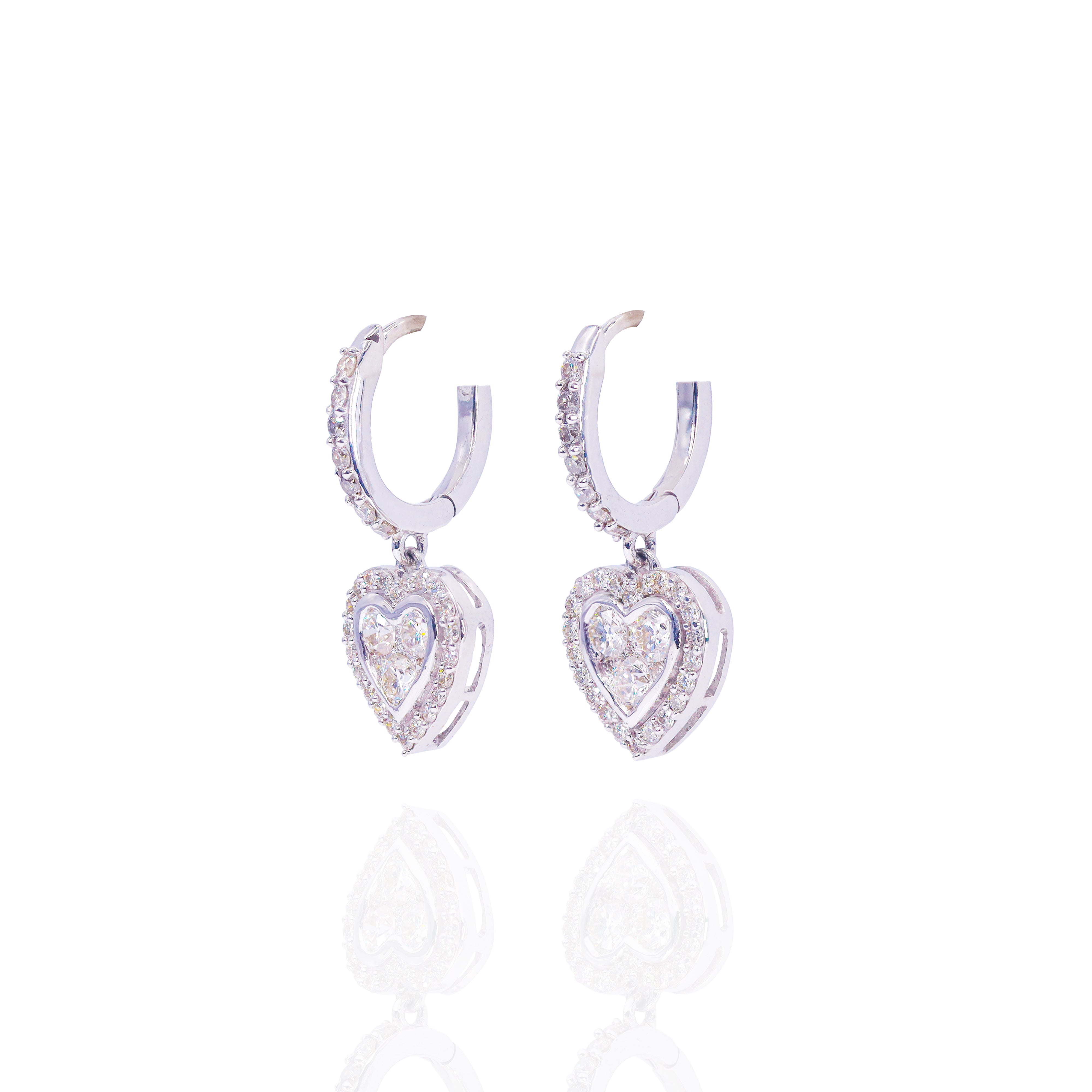 Heart Hoop Diamond Earrings