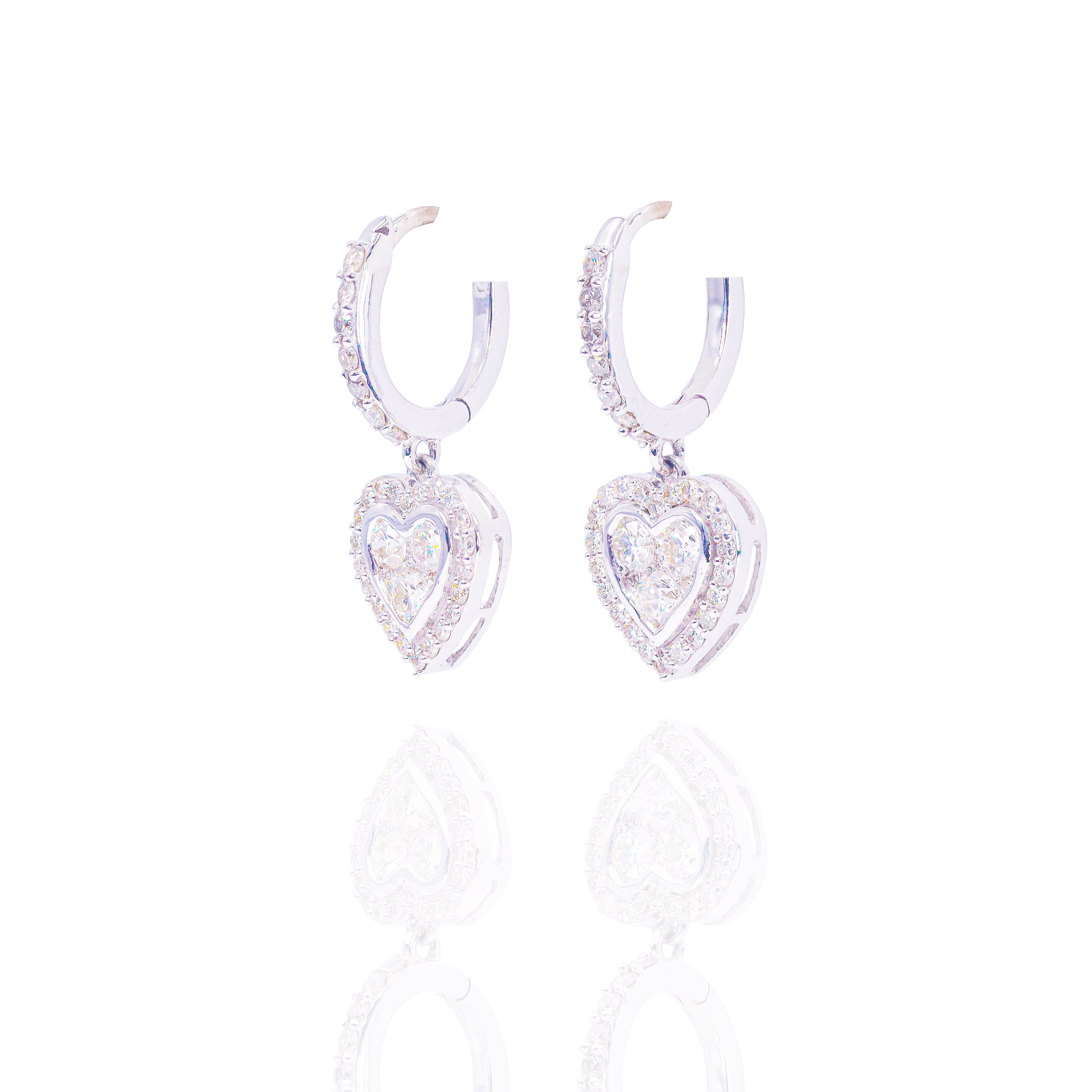 Heart Hoop Diamond Earrings