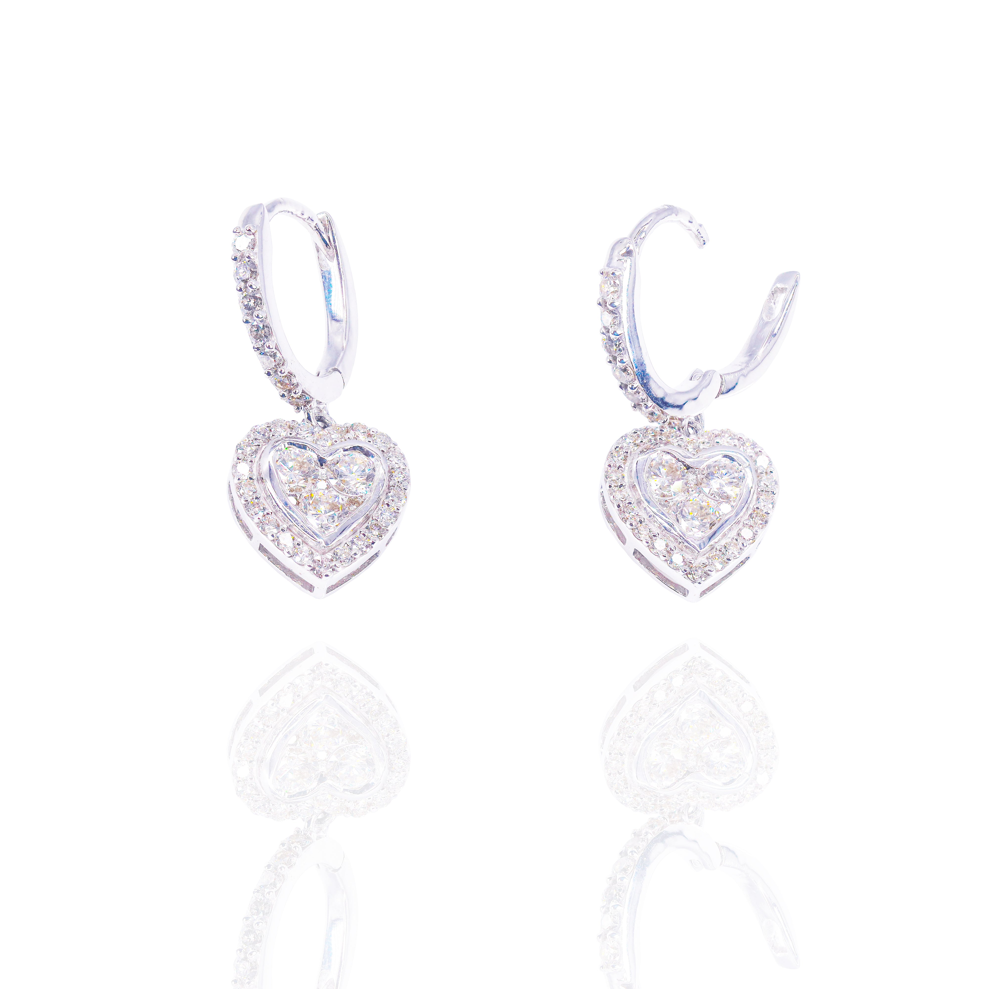 Heart Hoop Diamond Earrings