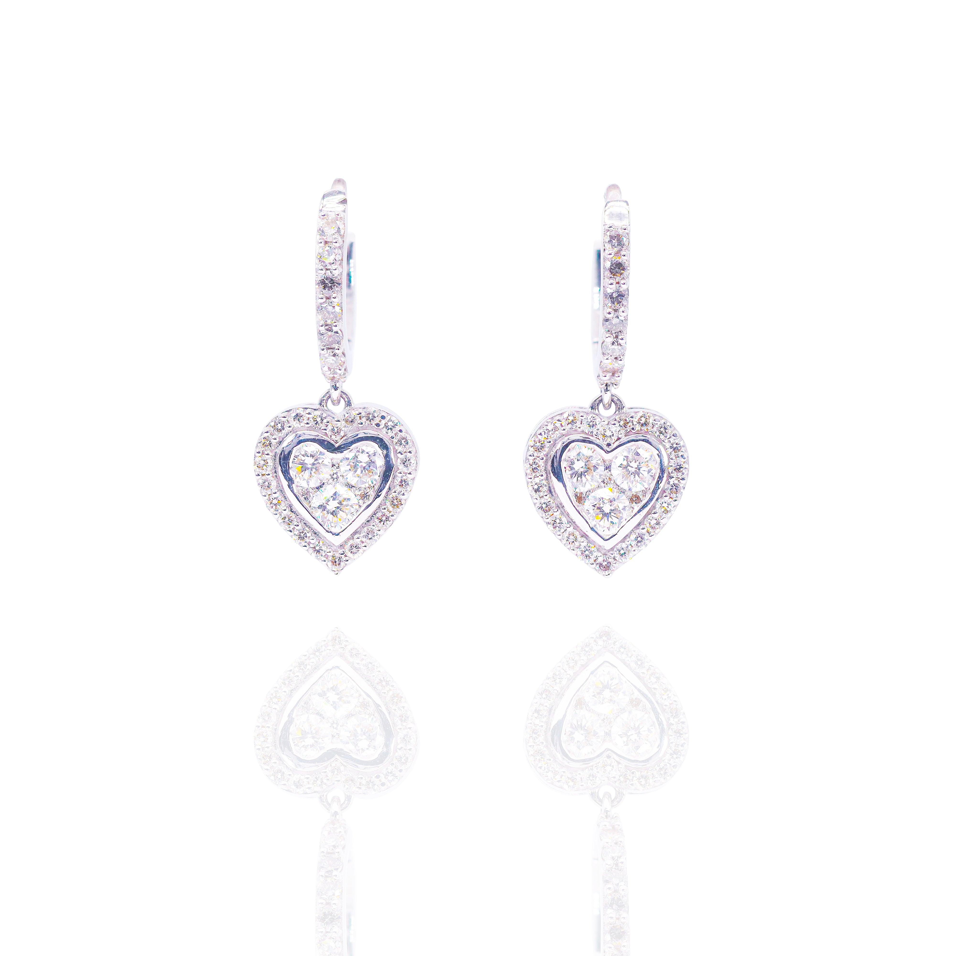 Heart Hoop Diamond Earrings