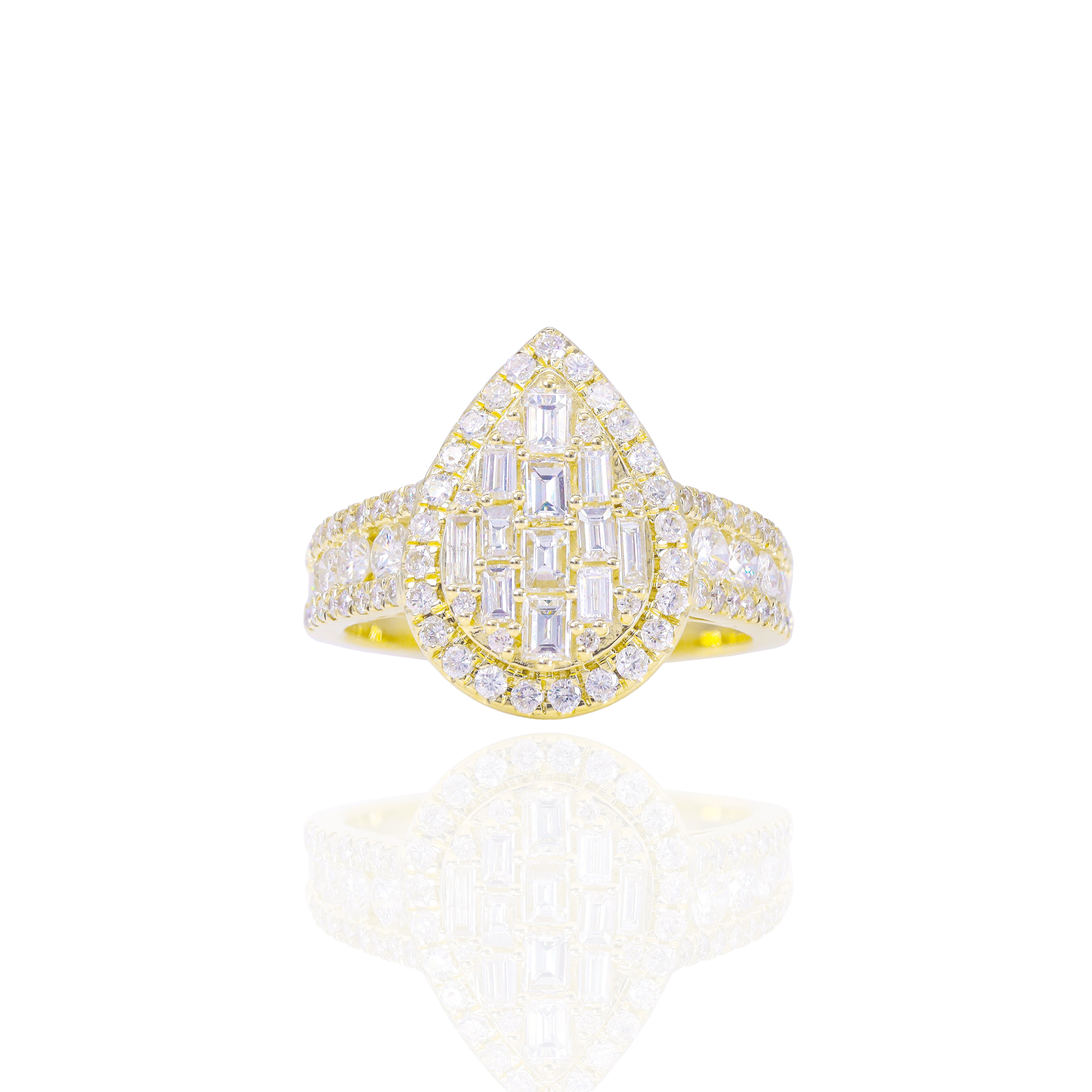 Pear Shape with Diamond Halo & Gradual Diamond Band Engagement Ring