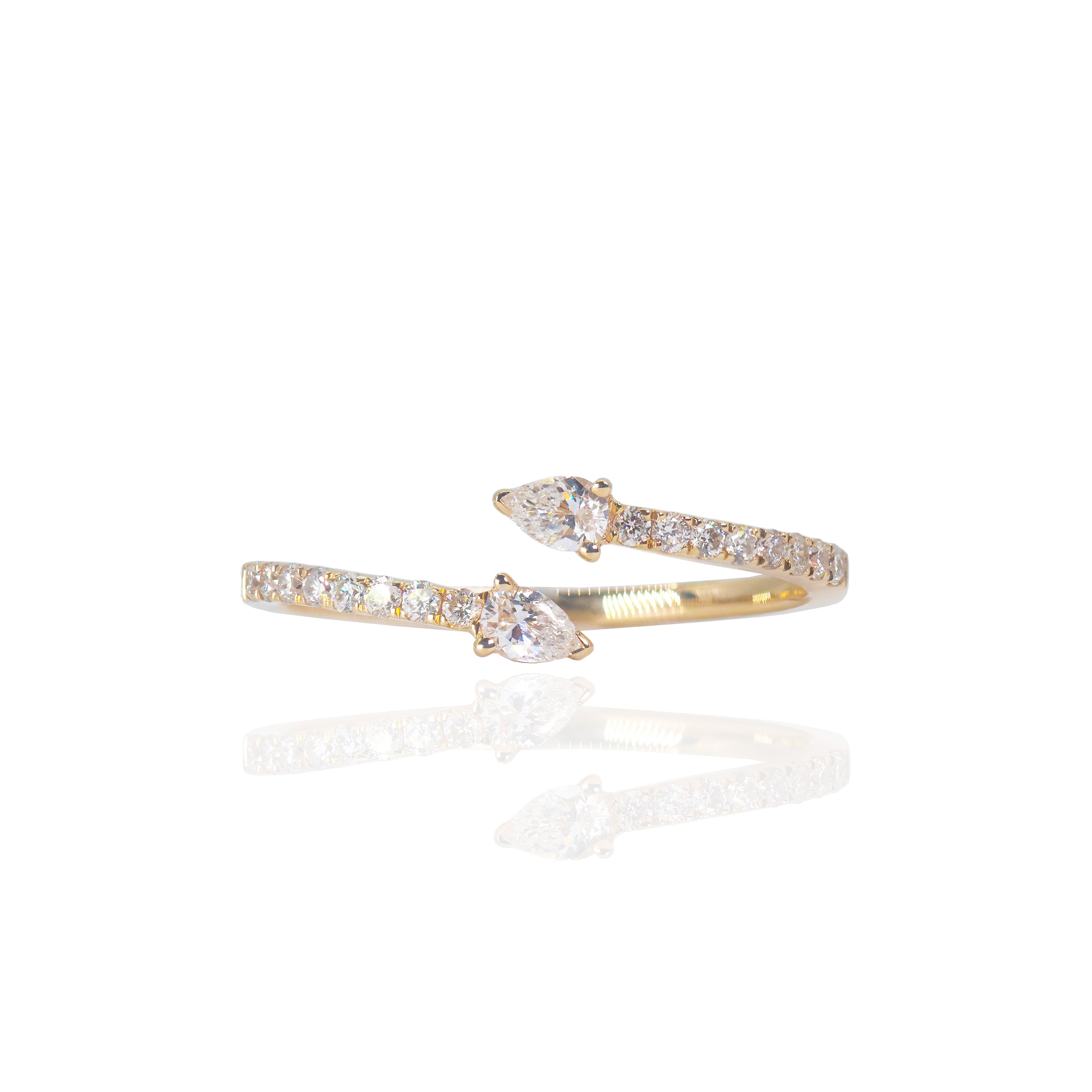 Pear Shape ByPass Diamond Ring Band