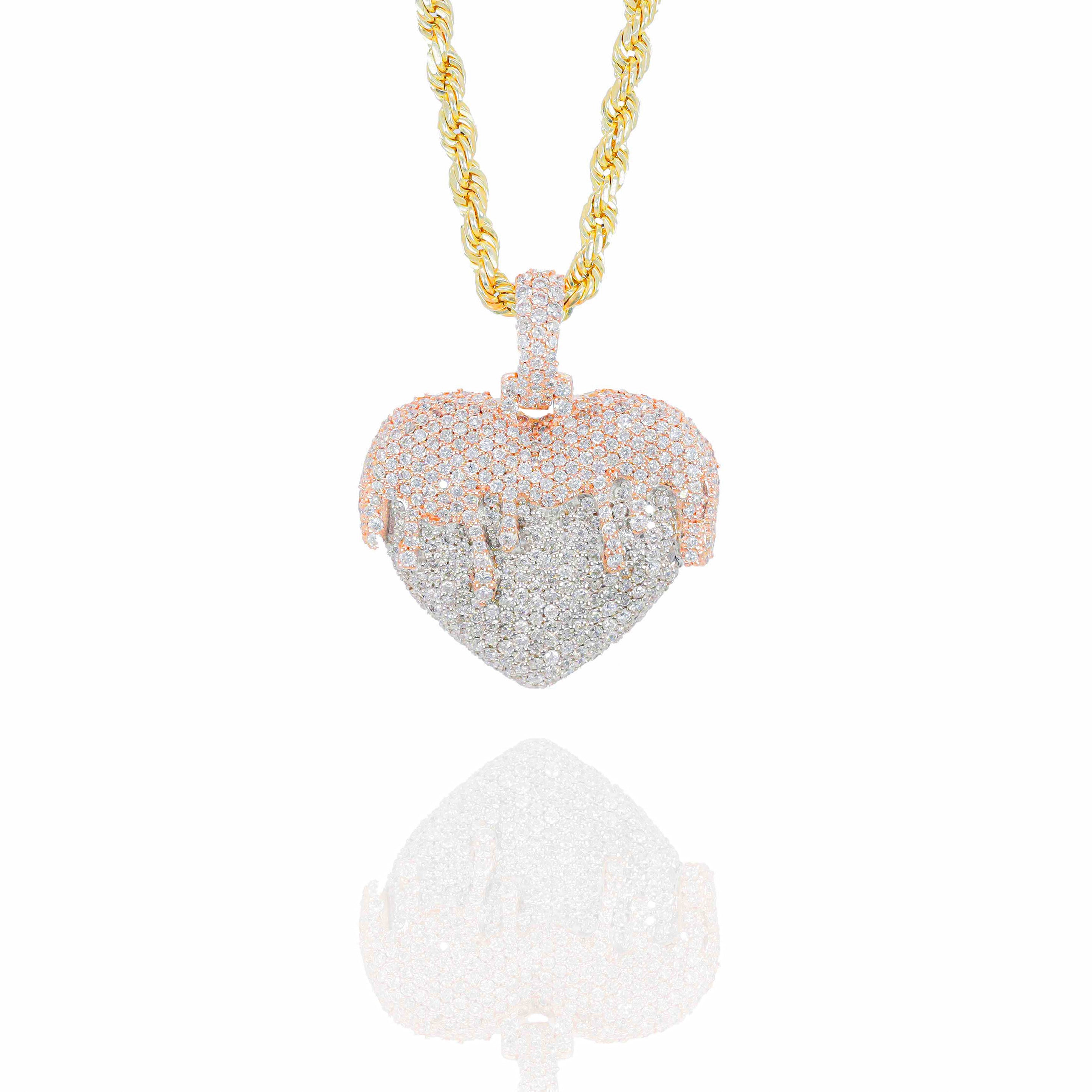 Two-Tone Drip Heart Diamond Pendant