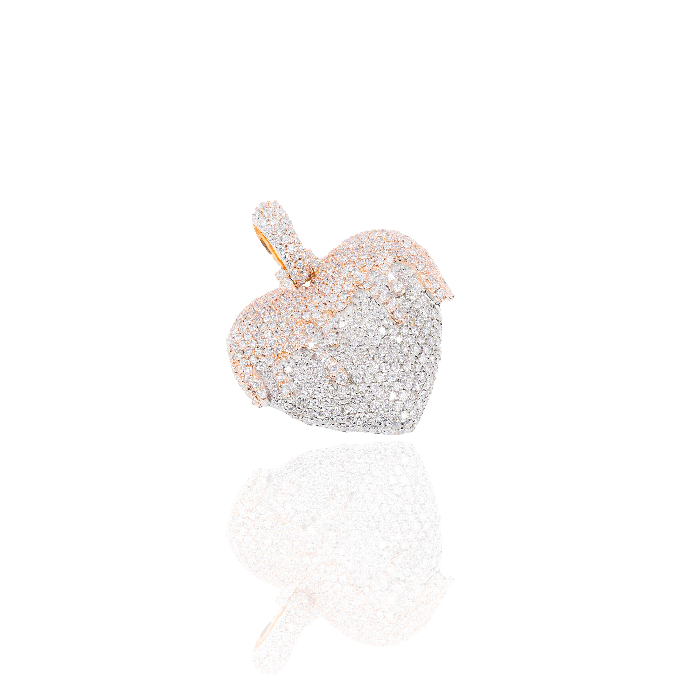 Two-Tone Drip Heart Diamond Pendant