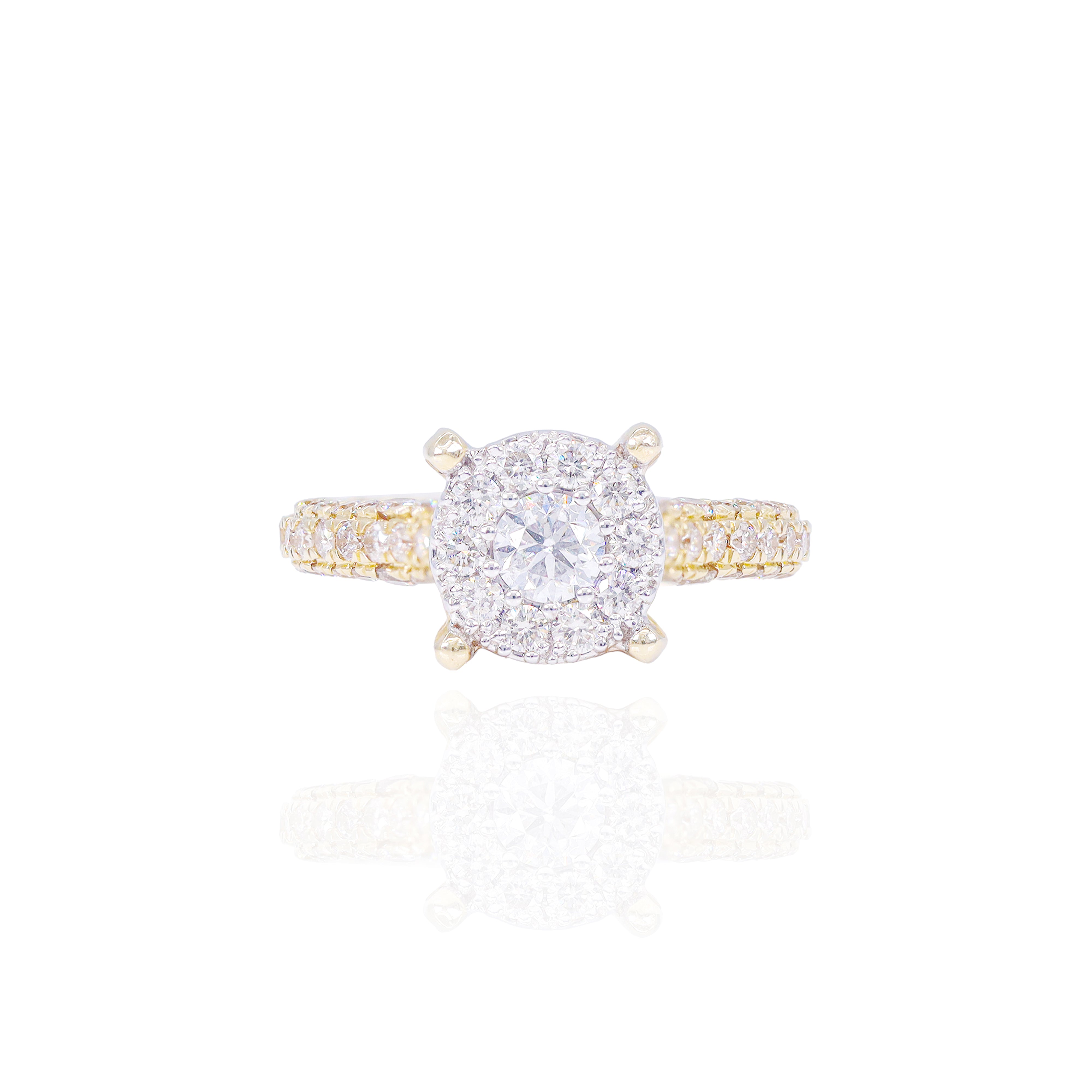 .40 CT Center Diamond Engagement Ring & Band w/ Halo and Hidden Halo