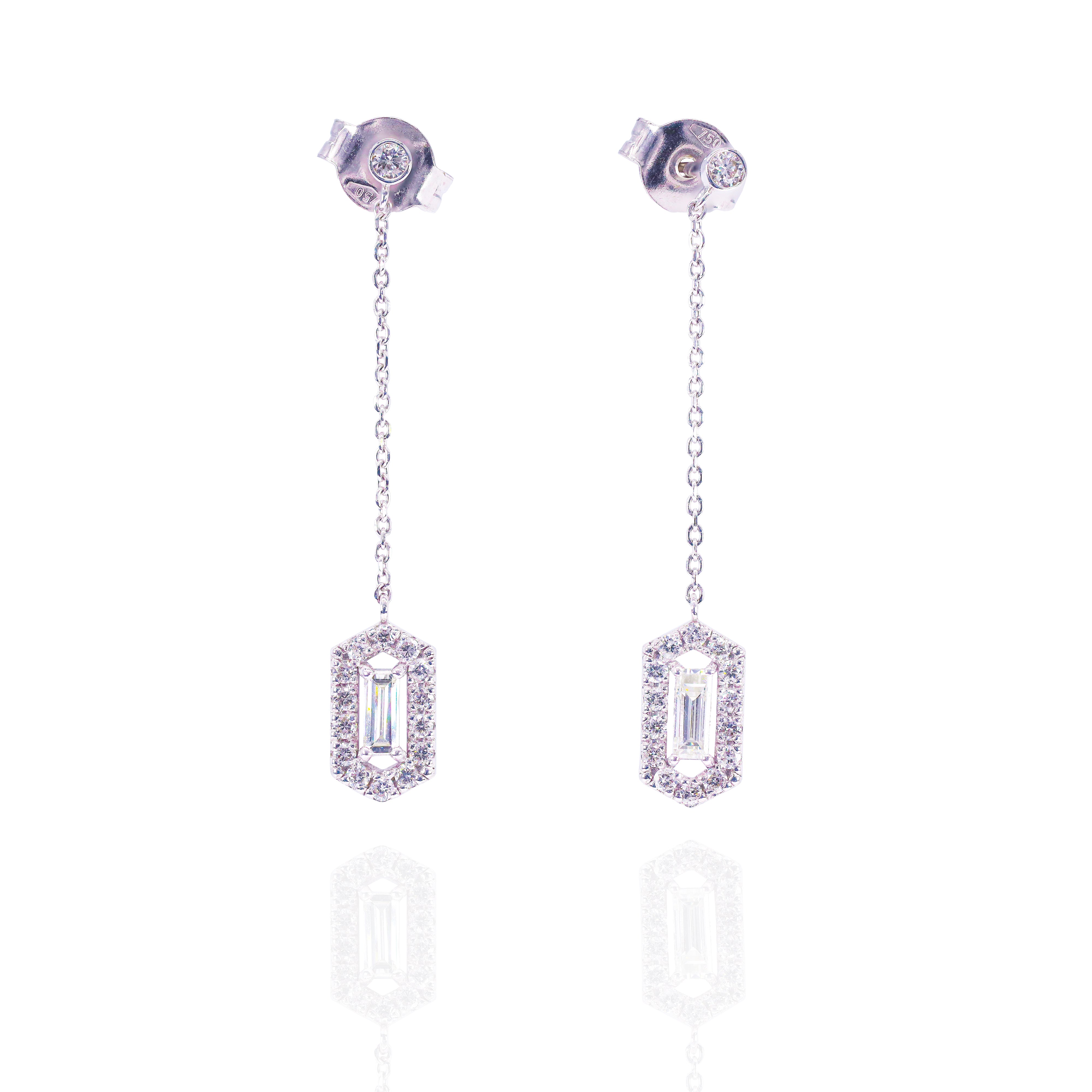 Dangling Baguette Diamond Earrings