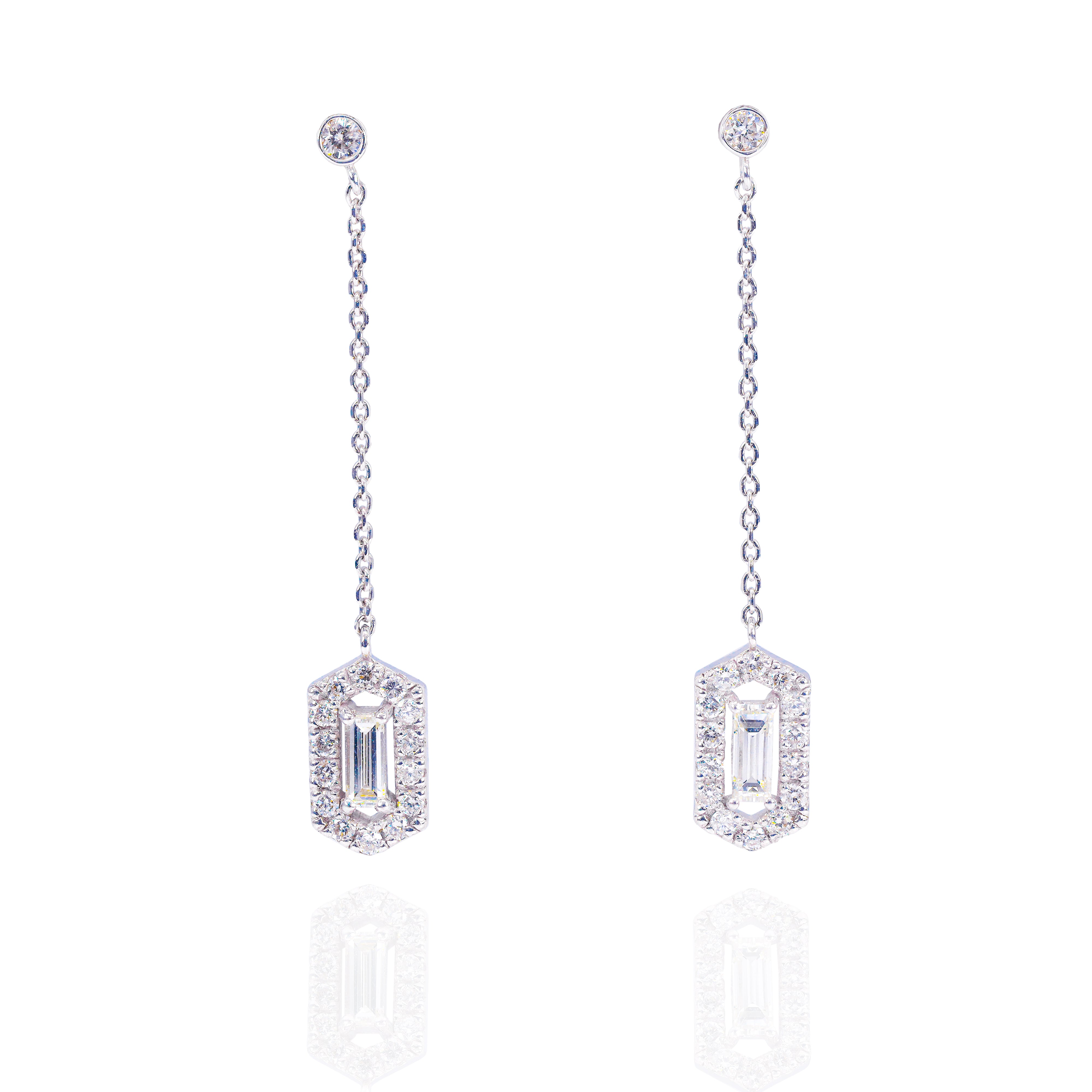 Dangling Baguette Diamond Earrings