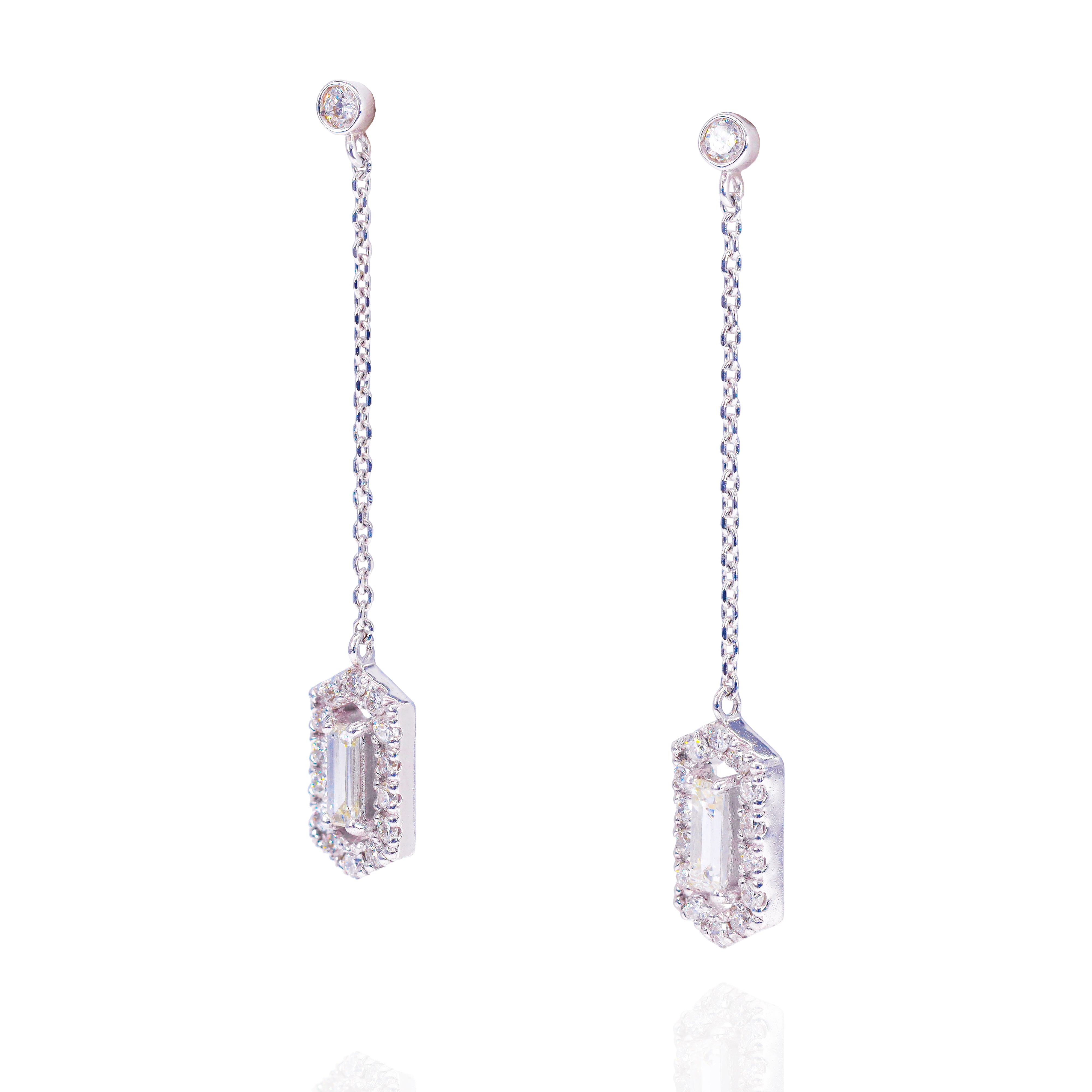 Dangling Baguette Diamond Earrings