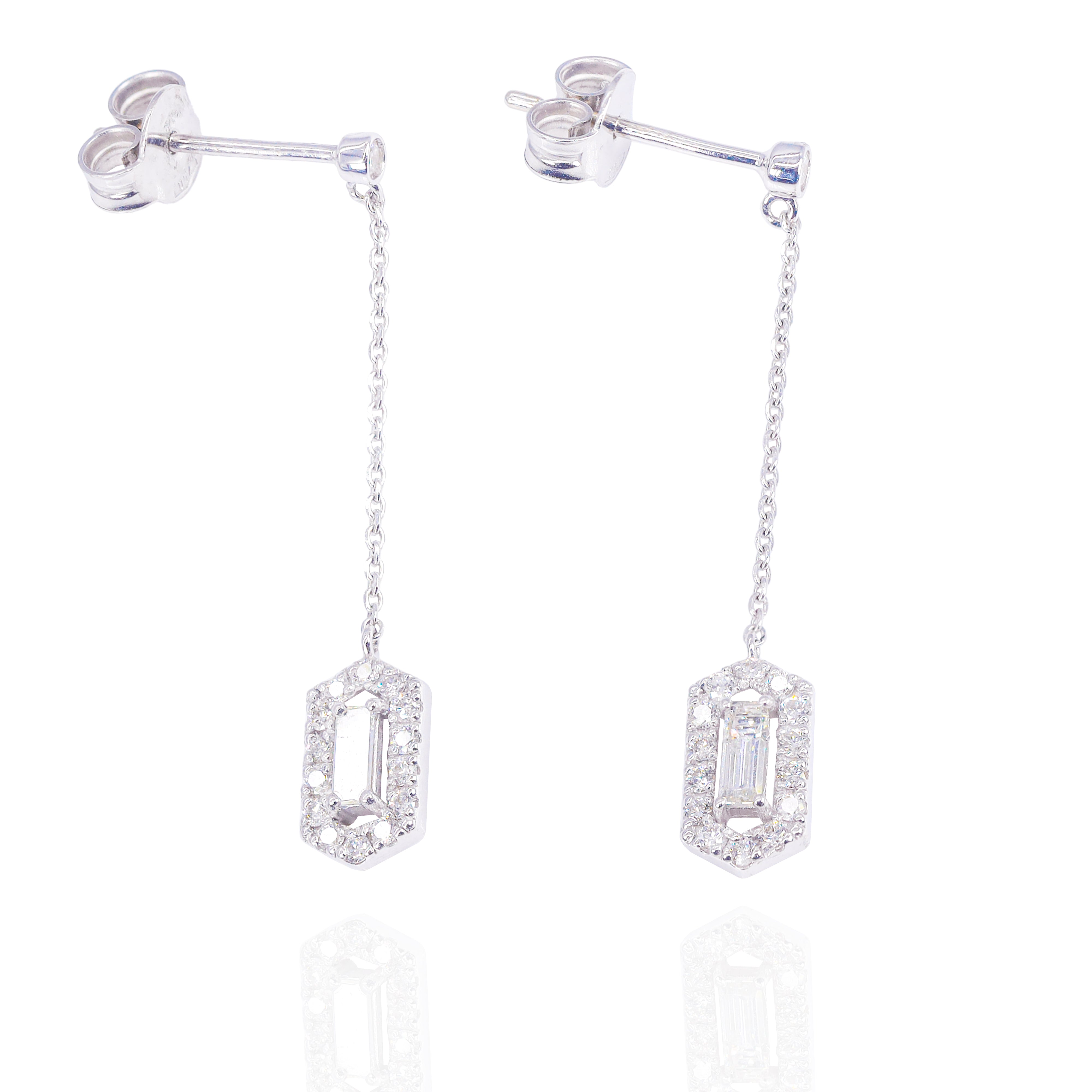 Dangling Baguette Diamond Earrings