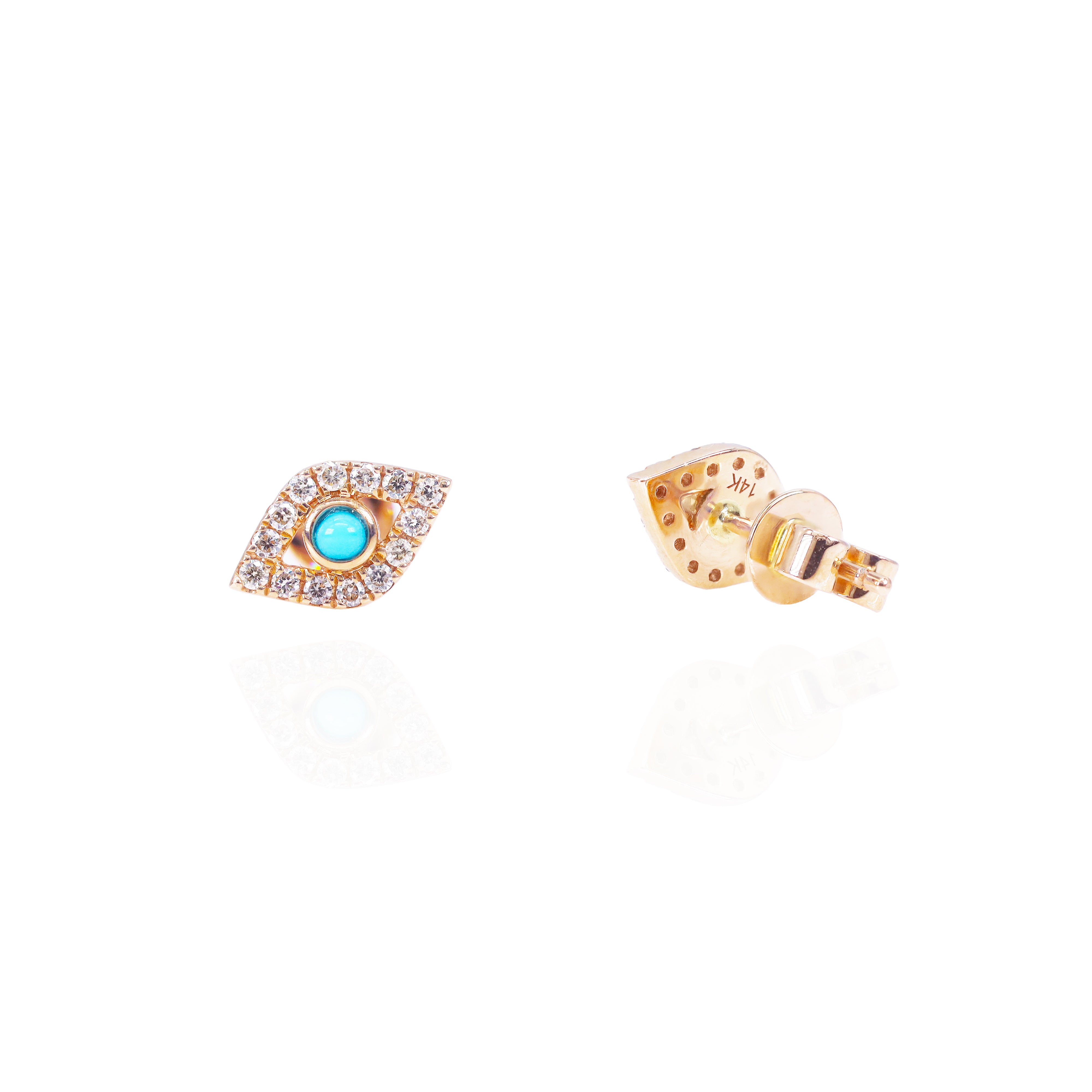 Evil Eye with Turquoise Diamond Earrings