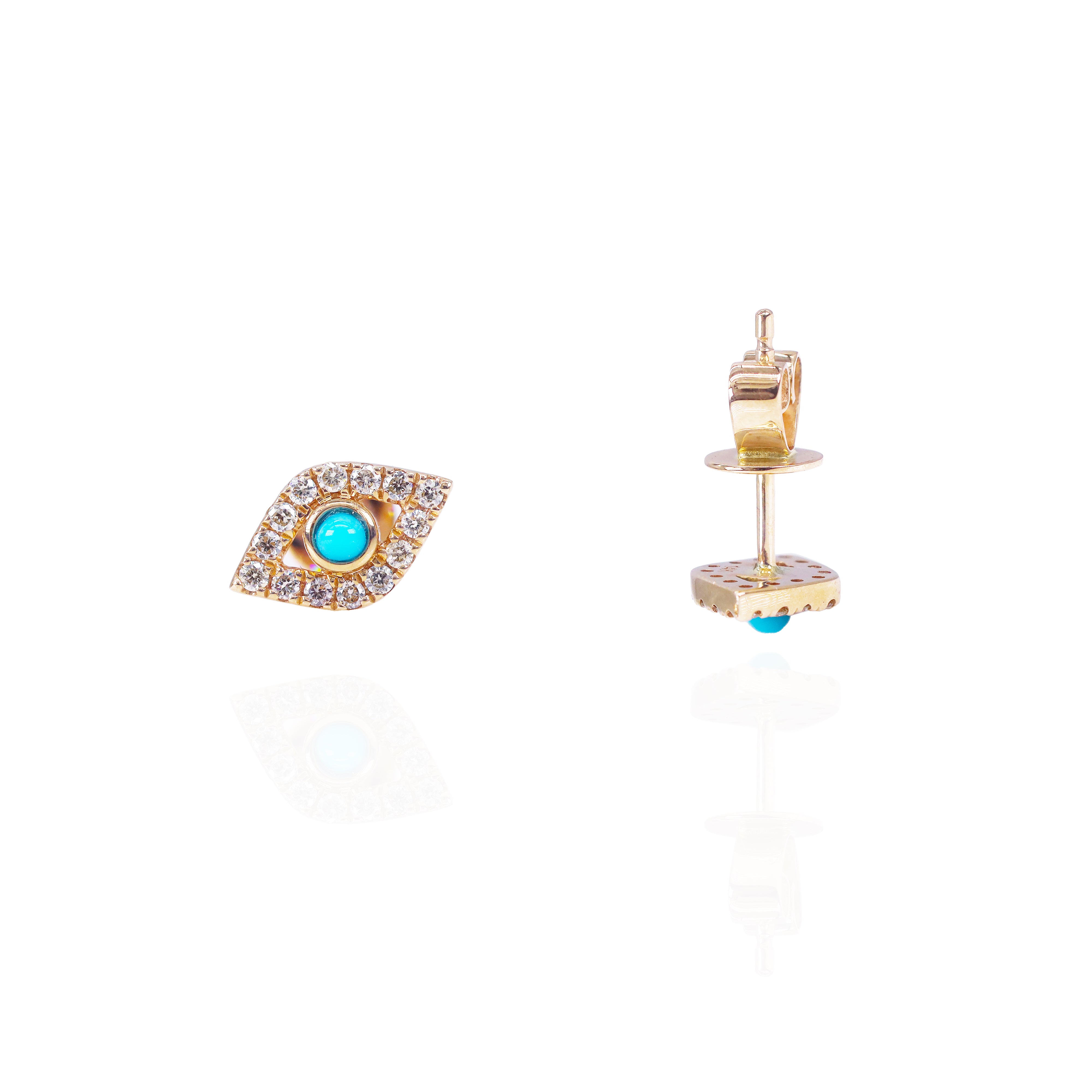 Evil Eye with Turquoise Diamond Earrings