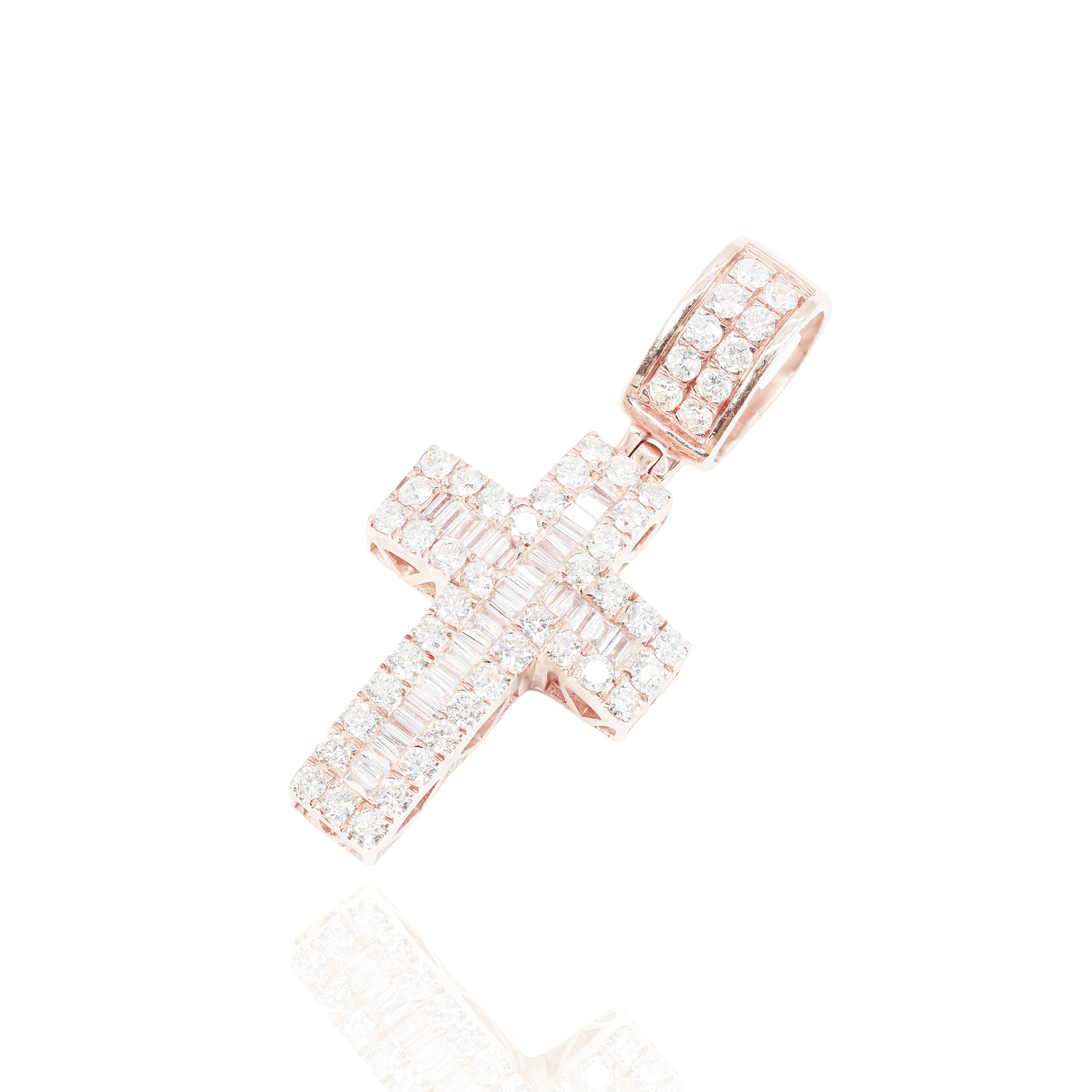 Curved Baguette Diamond Cross