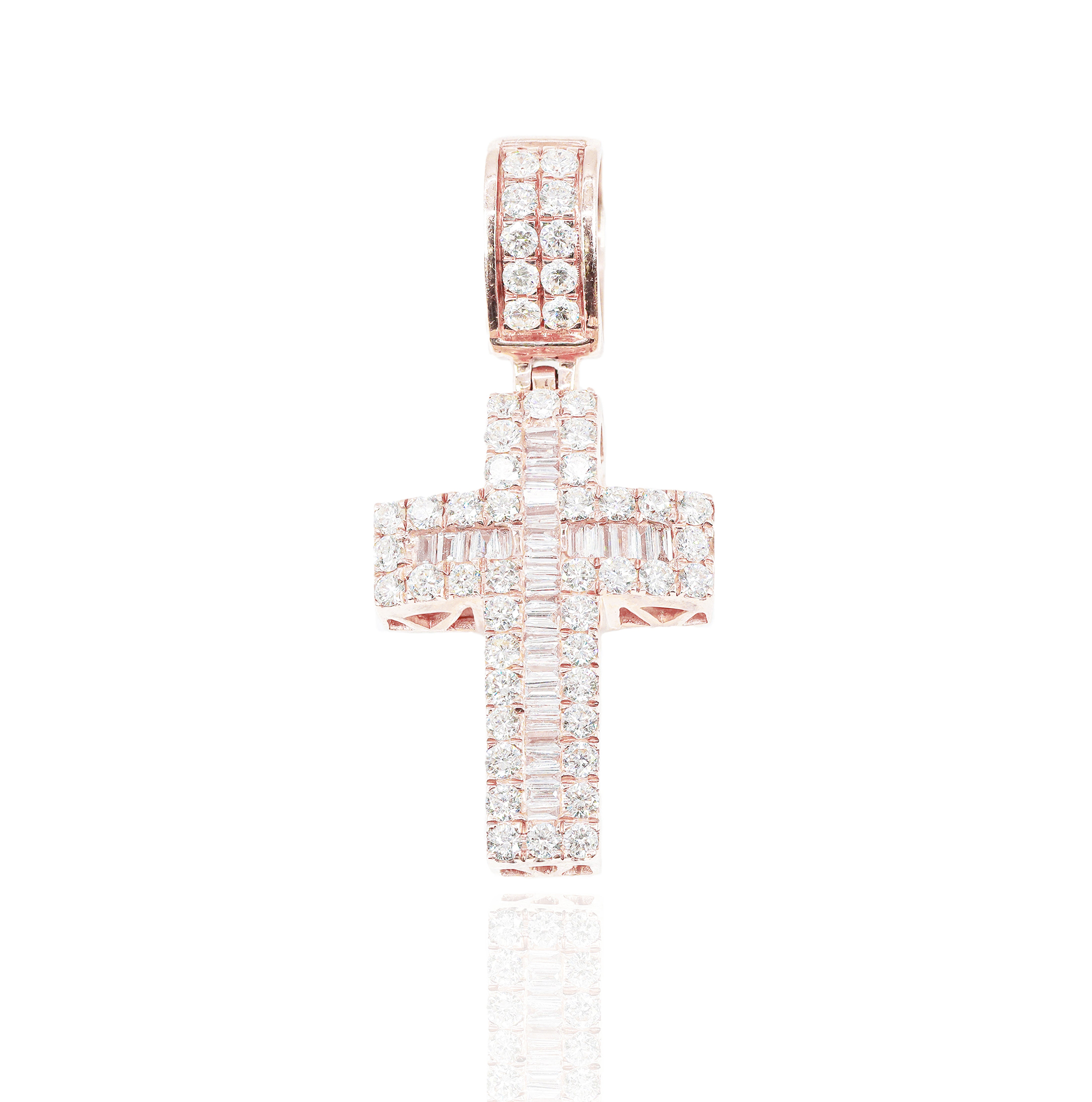Curved Baguette Diamond Cross