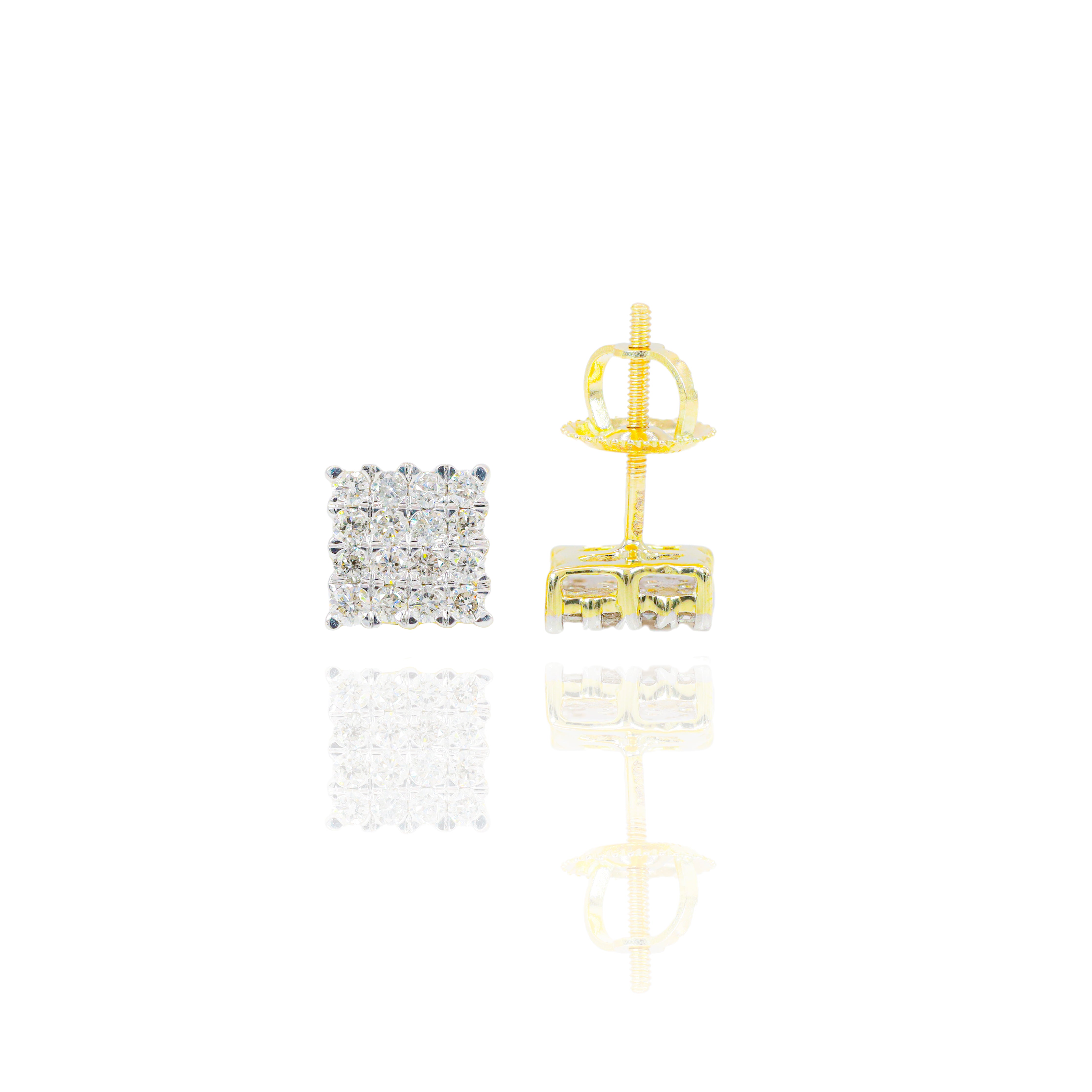 Square Micro Pave Straight Set Diamond Earrings