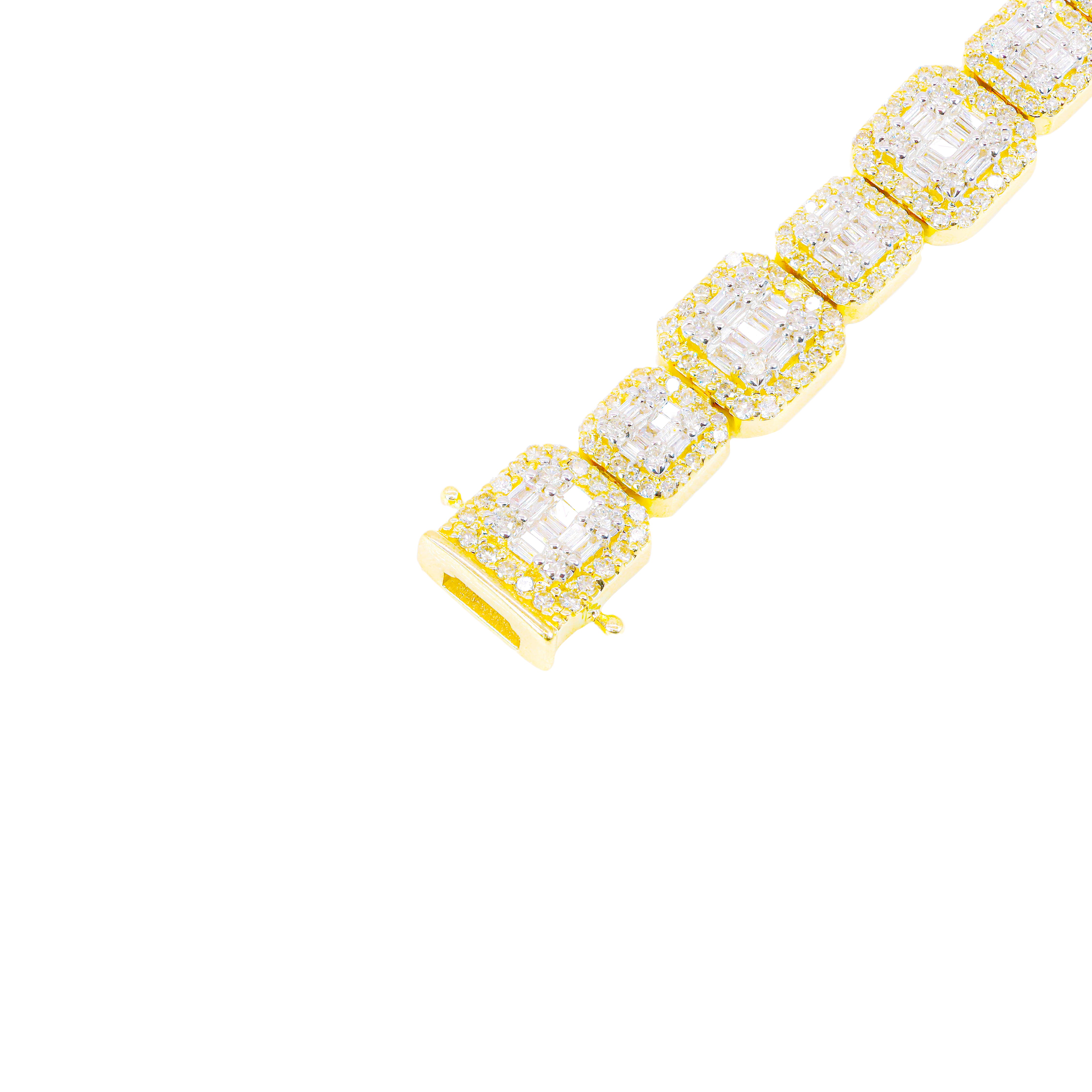 Alternating Square Link Baguette & Round Diamond Tennis Bracelet