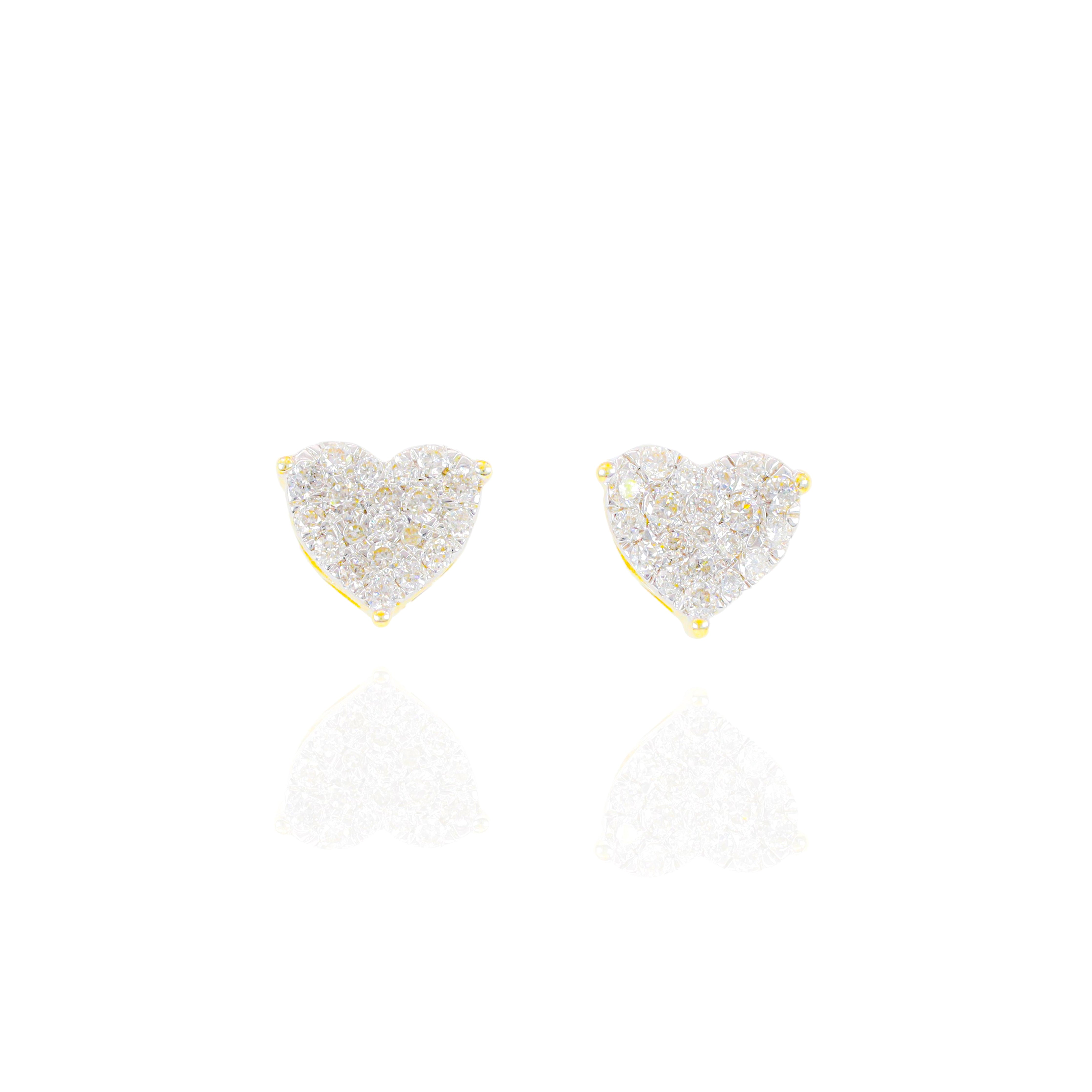 Heart Shape Diamond Cluster Diamond Stud Earrings
