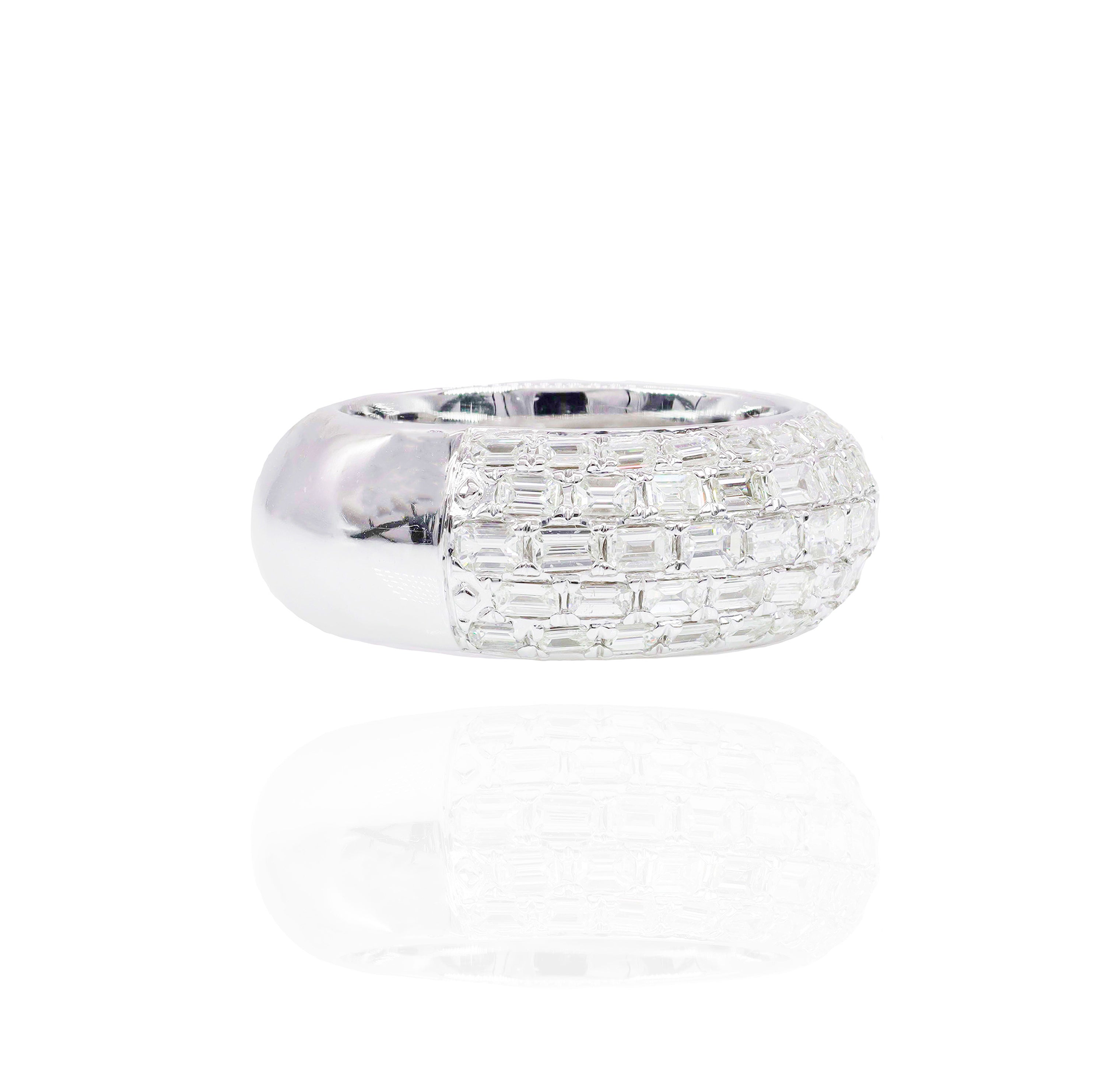 5 Row Emerald Diamond Ring