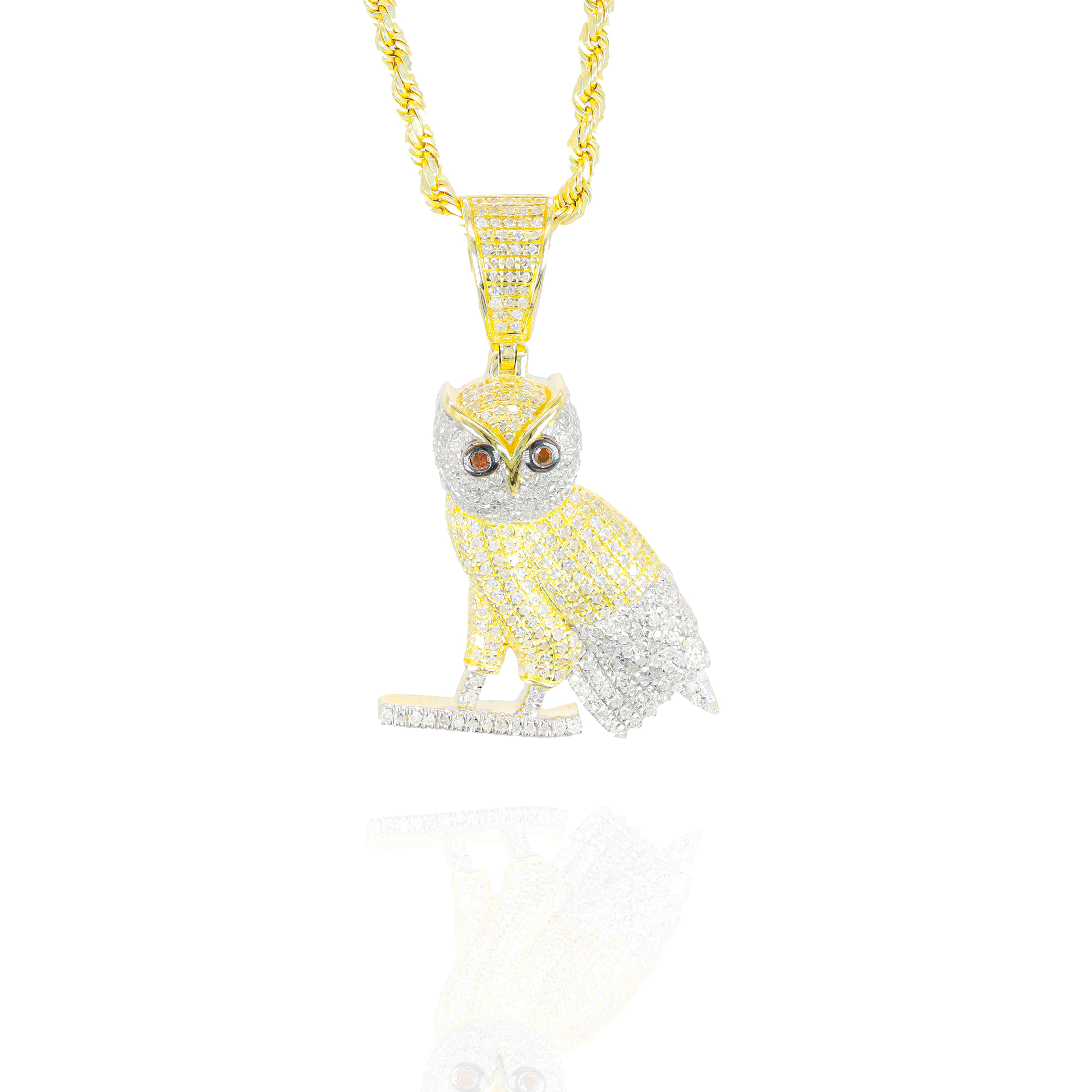 Two-Tone Owl Diamond Pendant