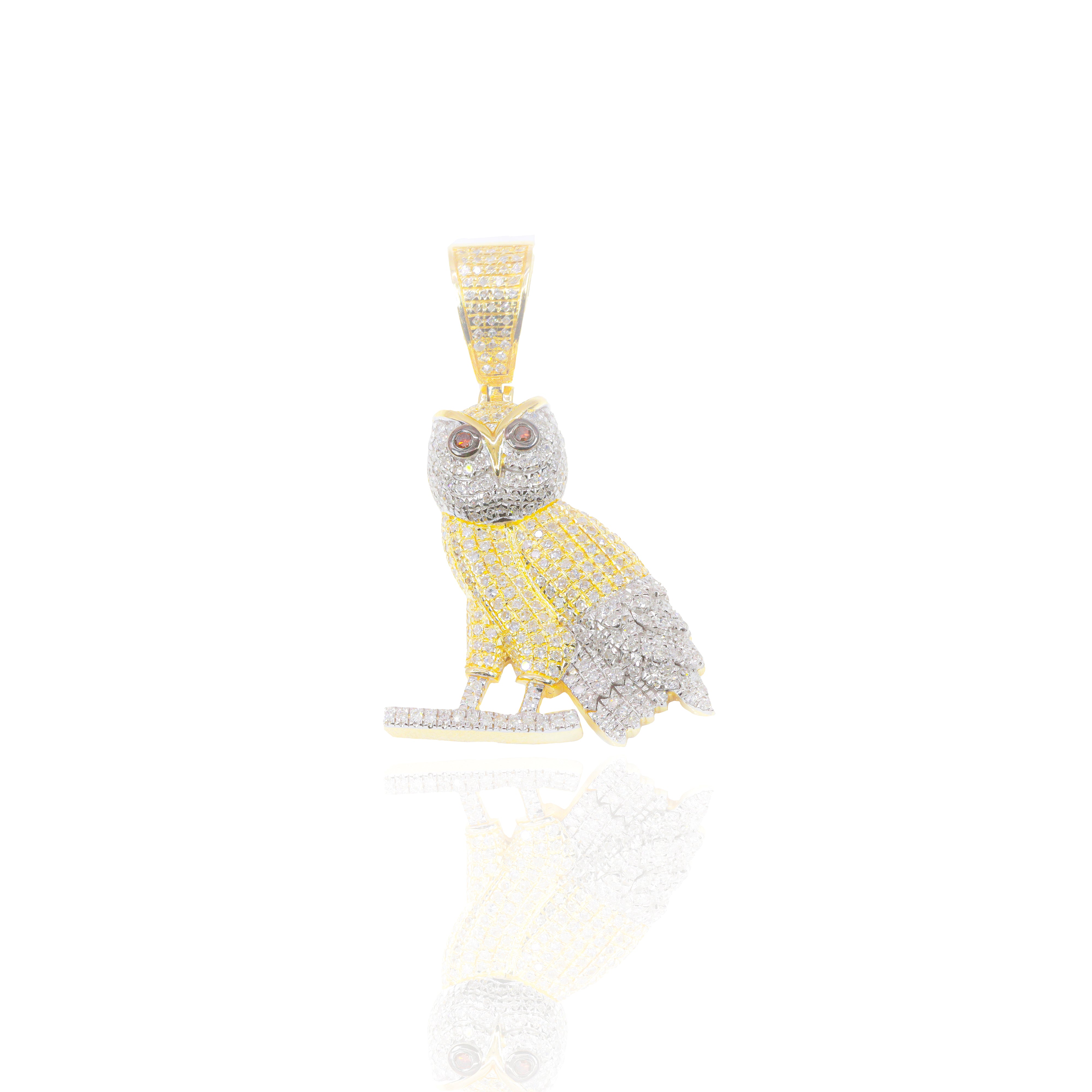 Two-Tone Owl Diamond Pendant