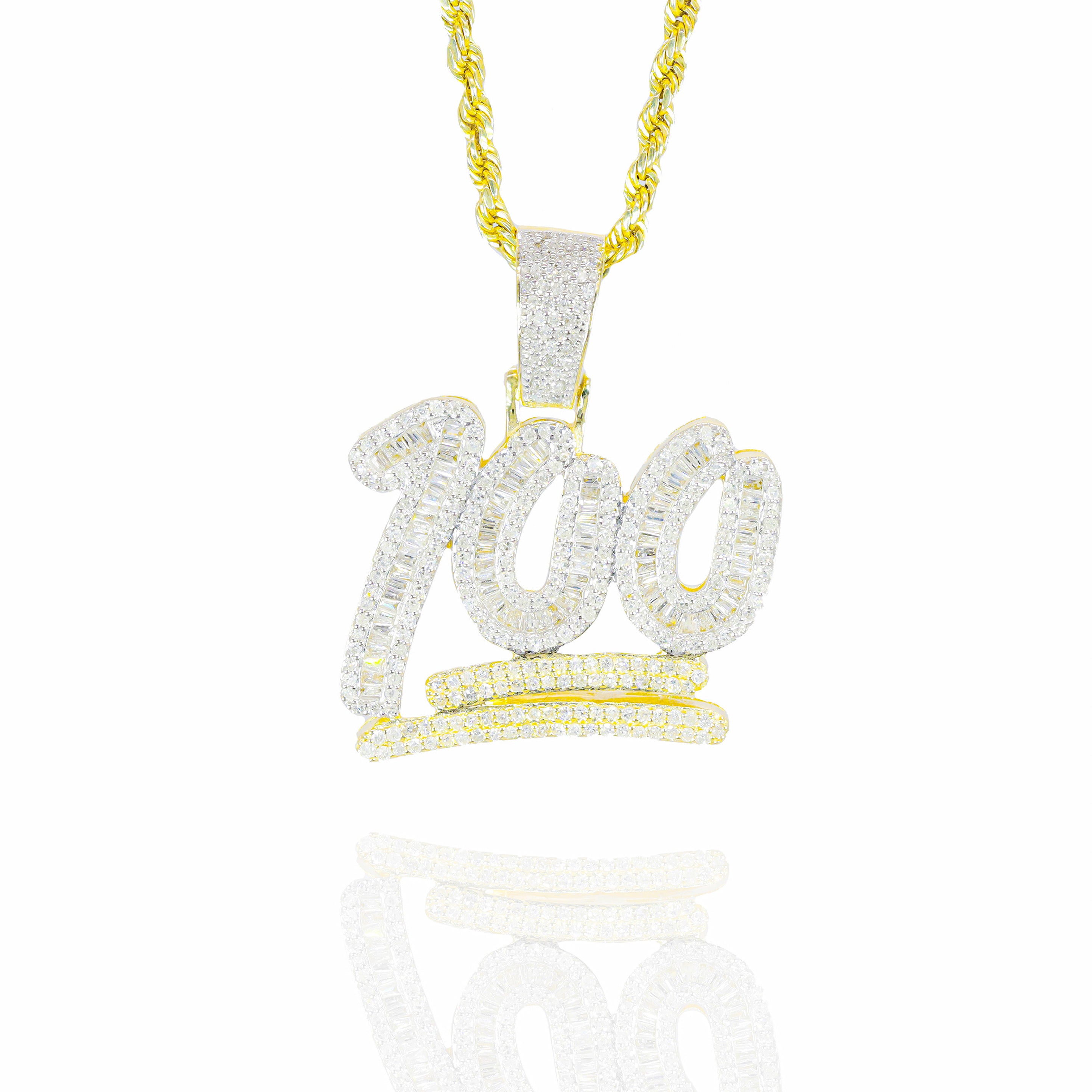 100 Emoji Baguette Diamond Pendant