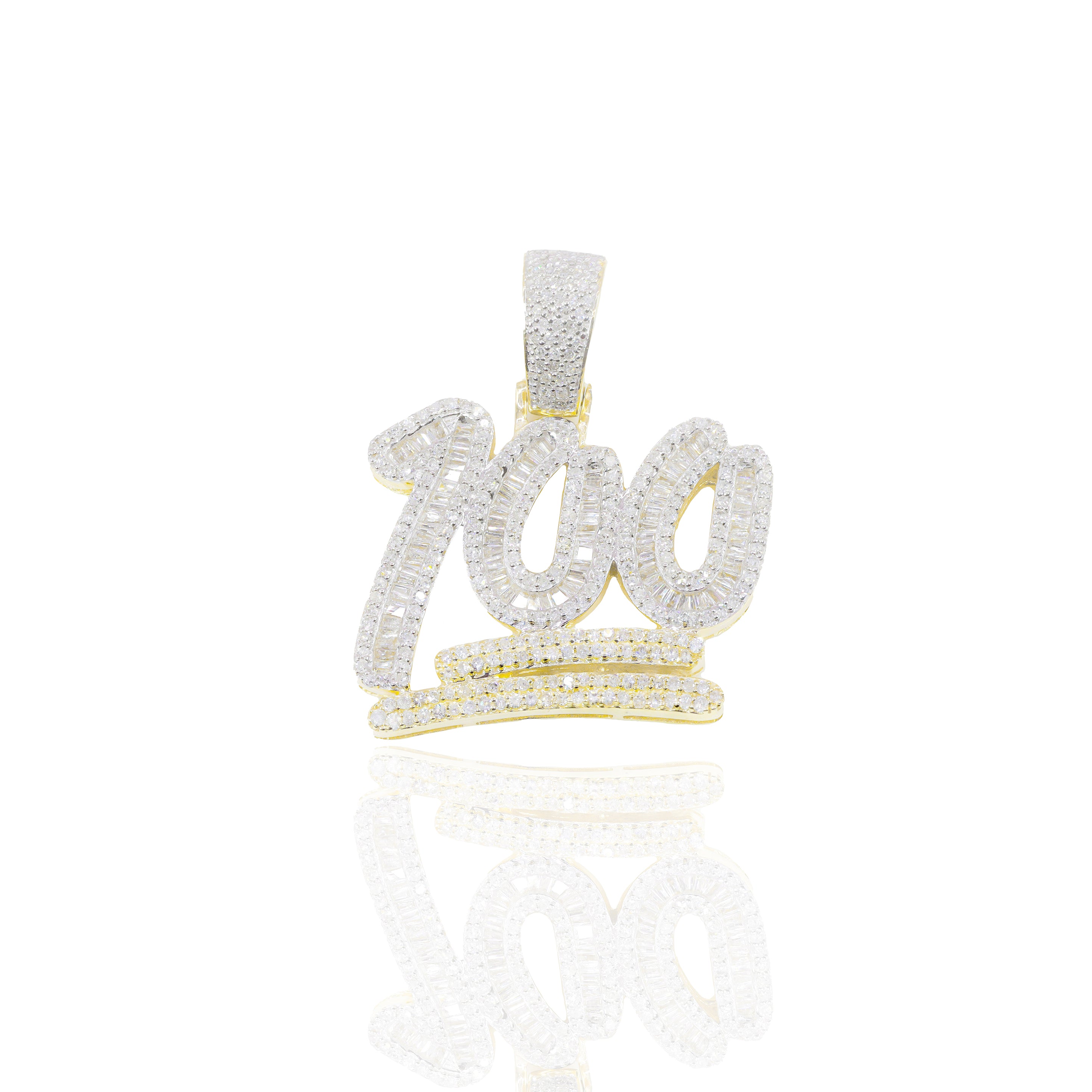 100 Emoji Baguette Diamond Pendant