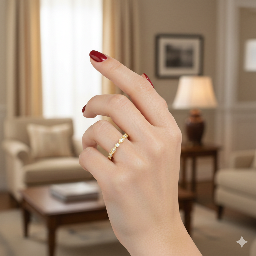 Alternating Pear & Round Shape Diamond Ring