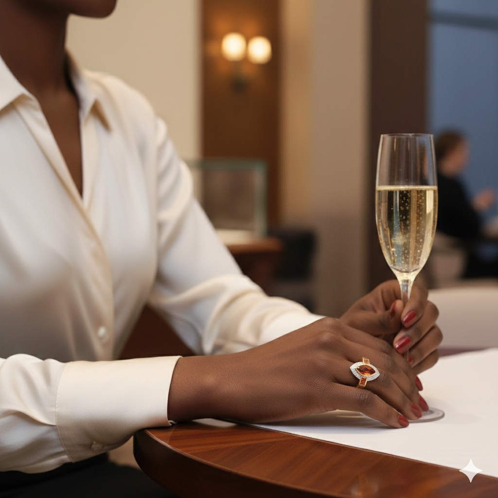 Marquise Shaped Garnet Diamond Ring