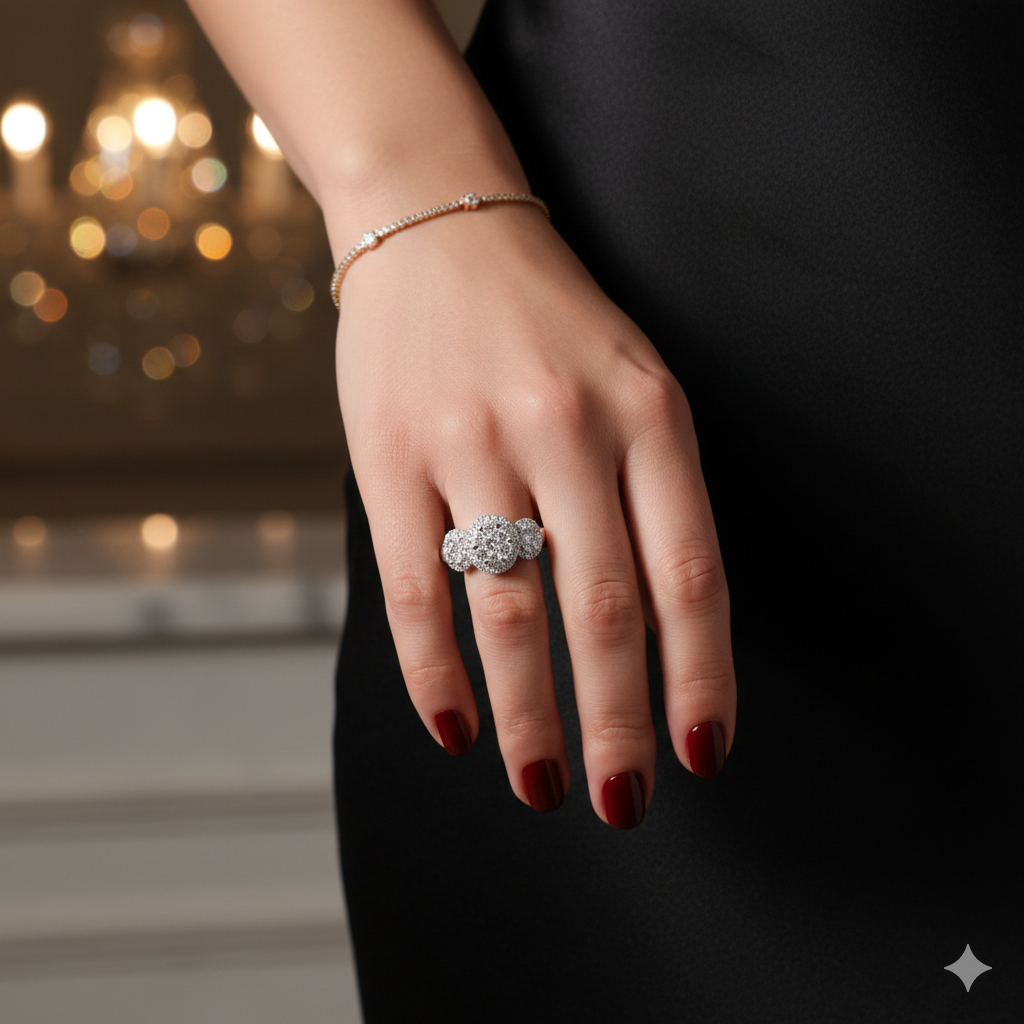 3 Sectional Cluster Diamond Ring