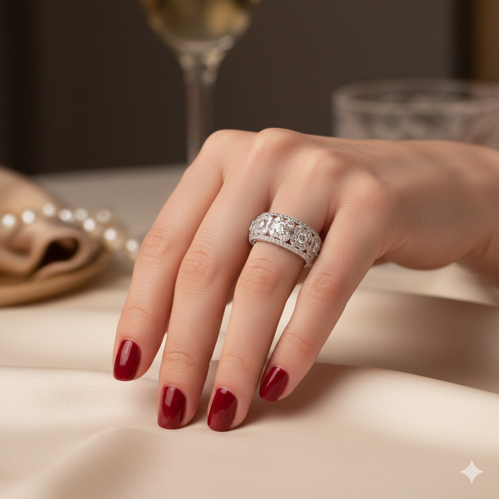 3 Row Beveled Diamond Eternity Band